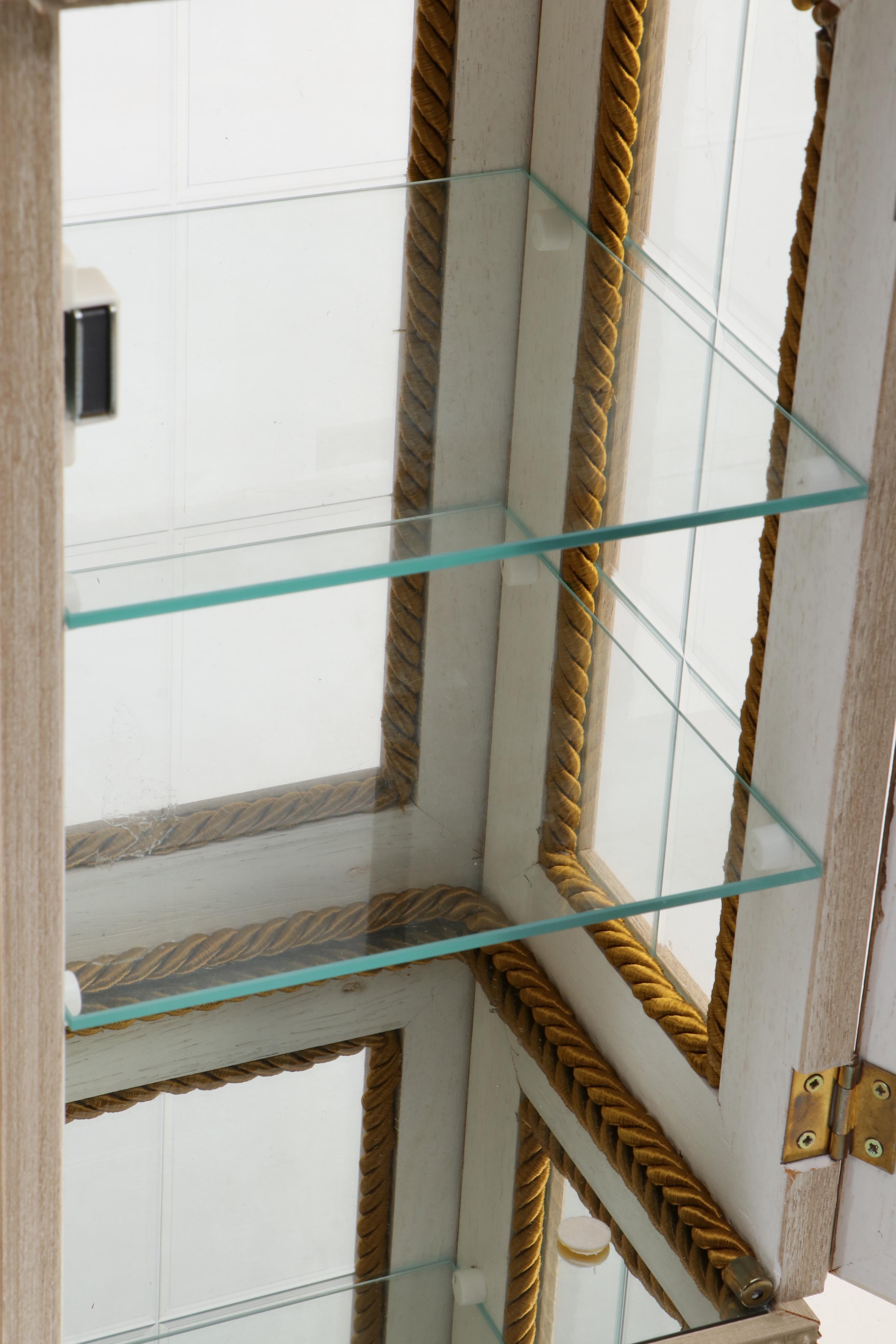 Pair of Horchow Marble-Top Vitrine Display Cabinet Pedestals