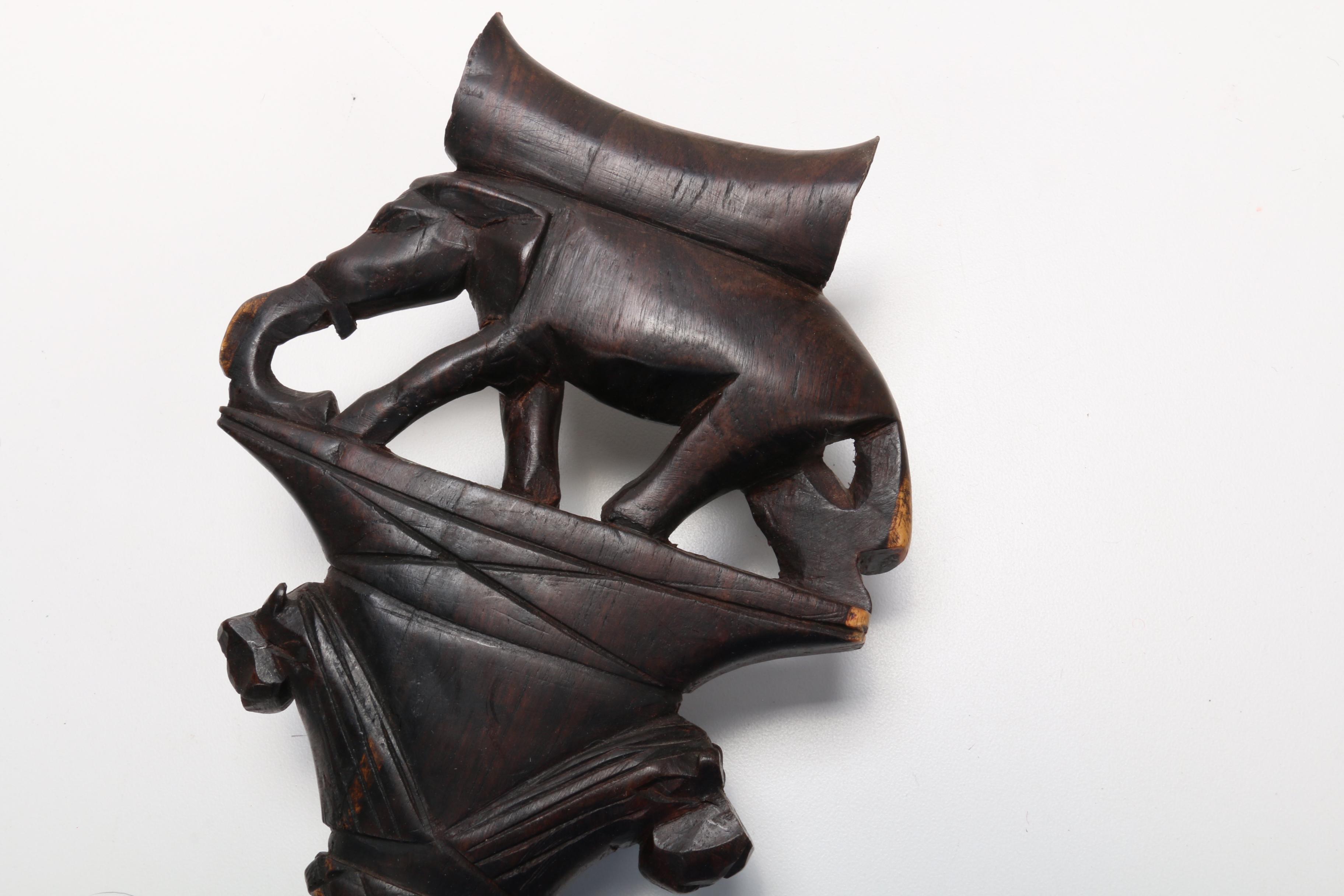 African Animal Hide Decorative Shield and Wooden Staff