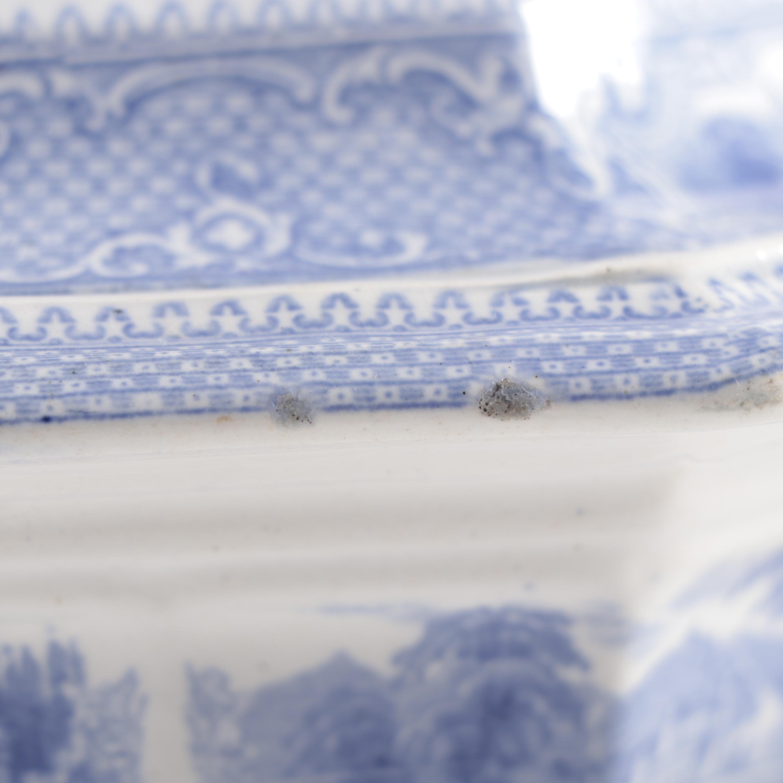 English "Doria" Tureen and Other Blue and White Ironstone Transferware, 19th C.