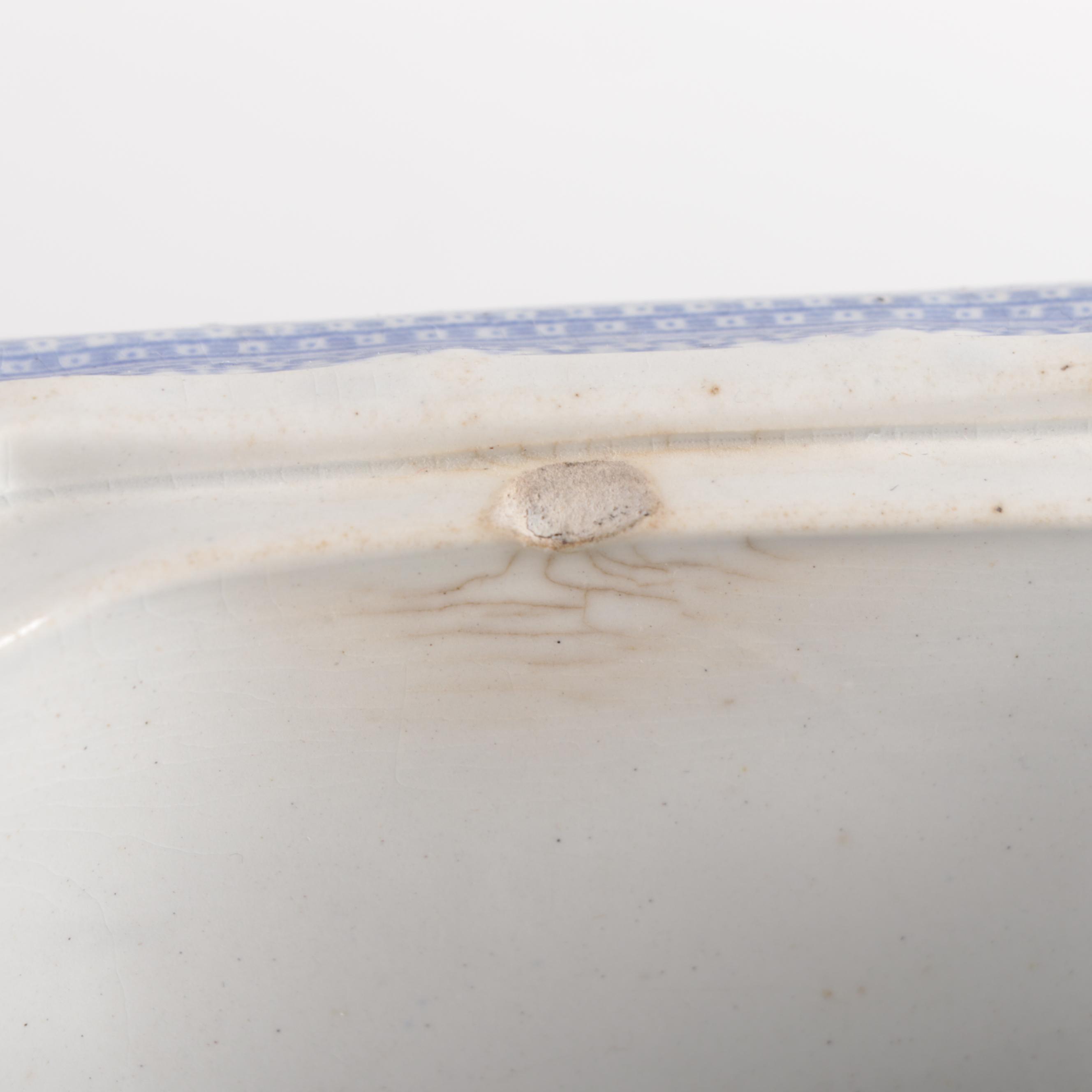 English "Doria" Tureen and Other Blue and White Ironstone Transferware, 19th C.