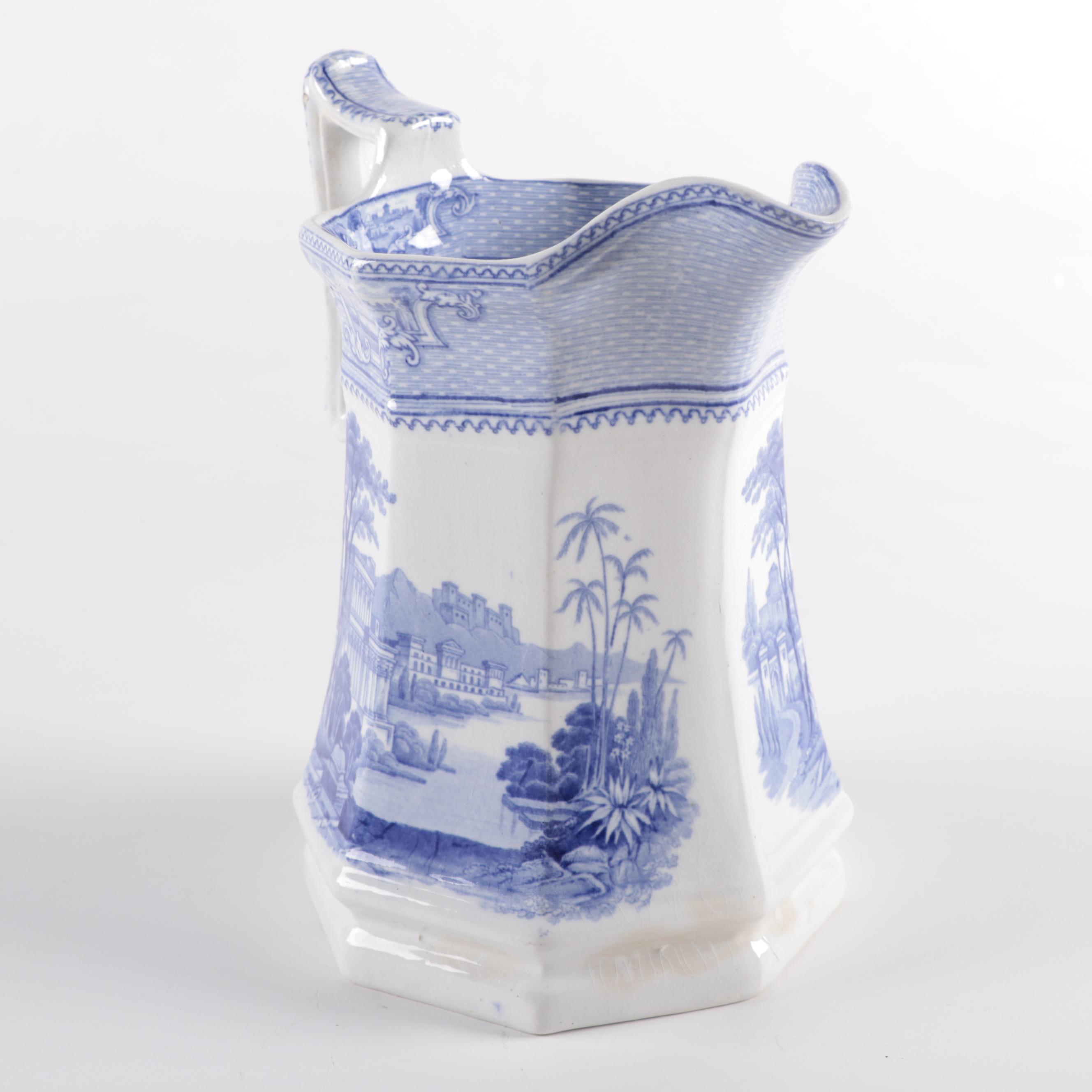 English "Doria" Tureen and Other Blue and White Ironstone Transferware, 19th C.