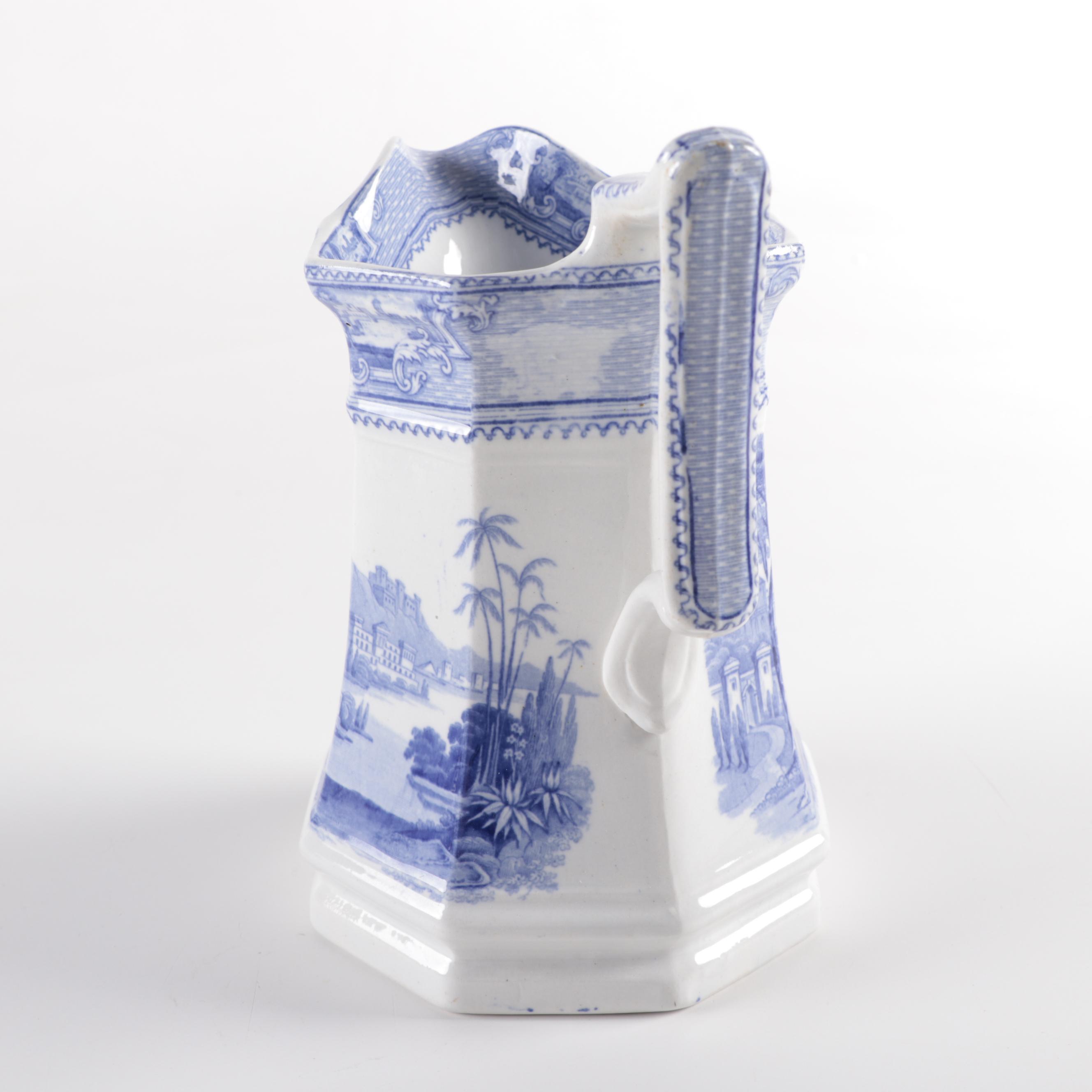 English "Doria" Tureen and Other Blue and White Ironstone Transferware, 19th C.