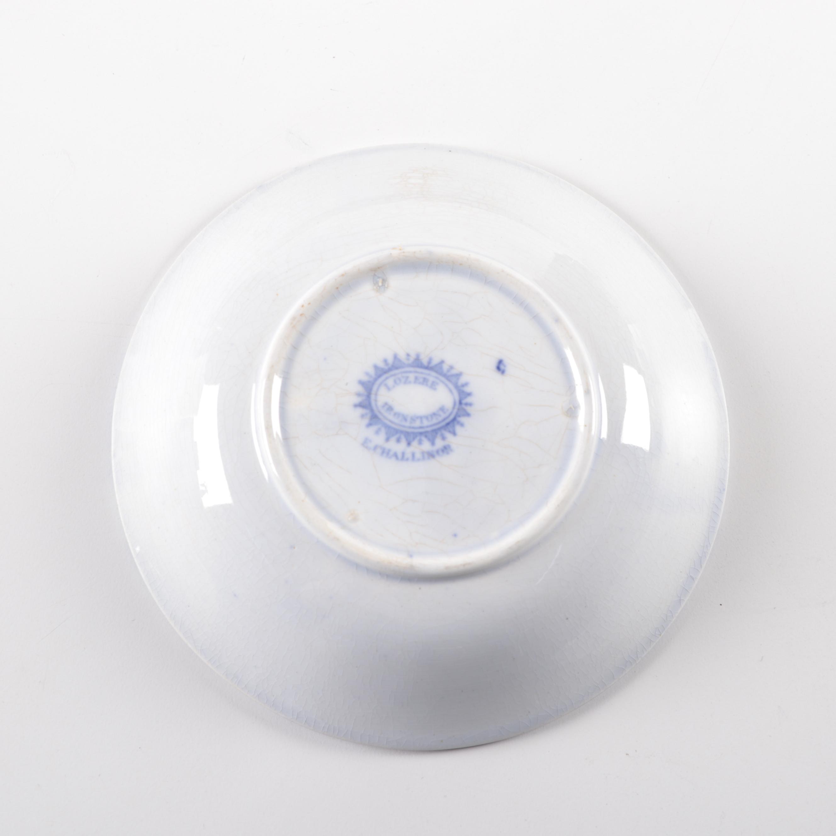 English "Doria" Tureen and Other Blue and White Ironstone Transferware, 19th C.