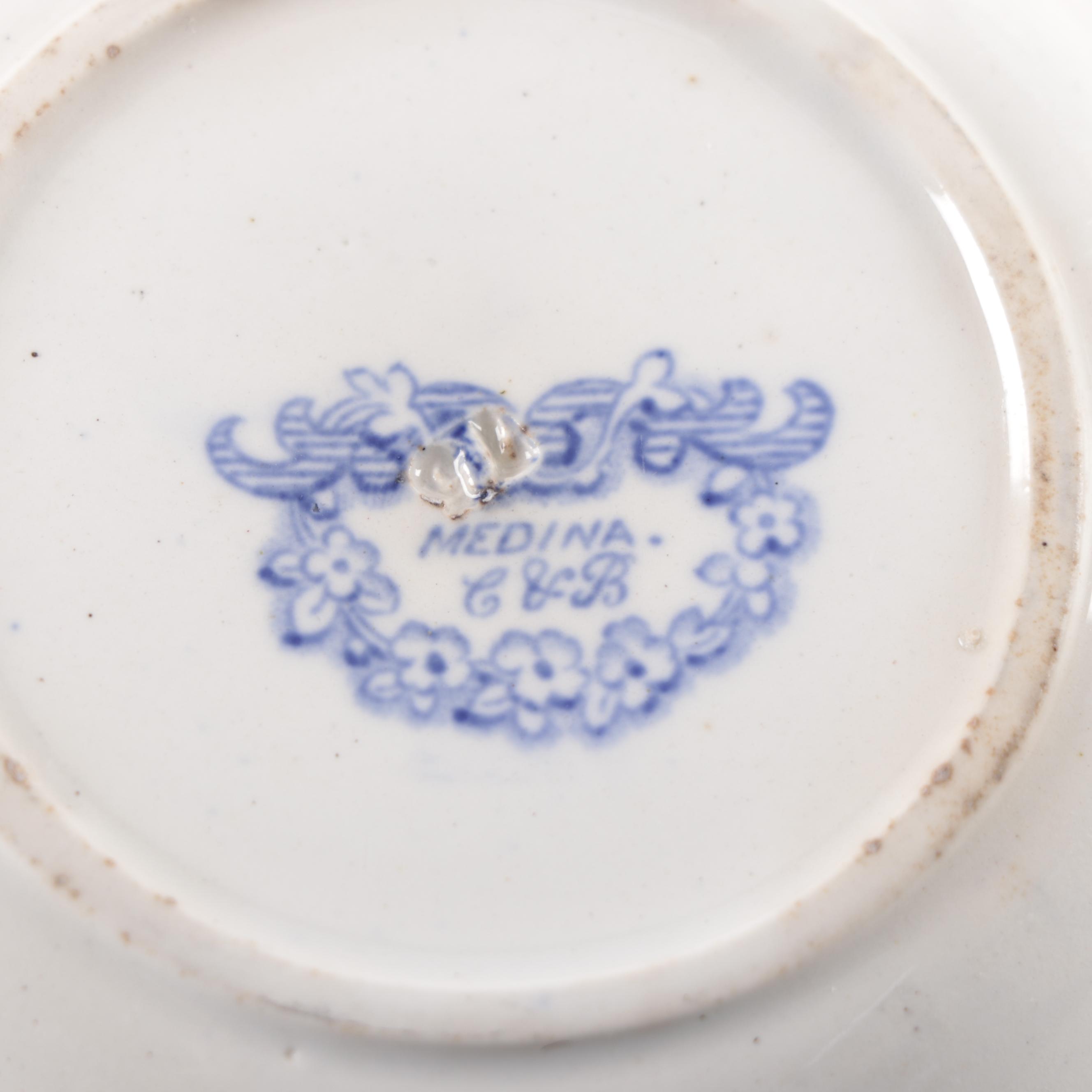 English "Doria" Tureen and Other Blue and White Ironstone Transferware, 19th C.