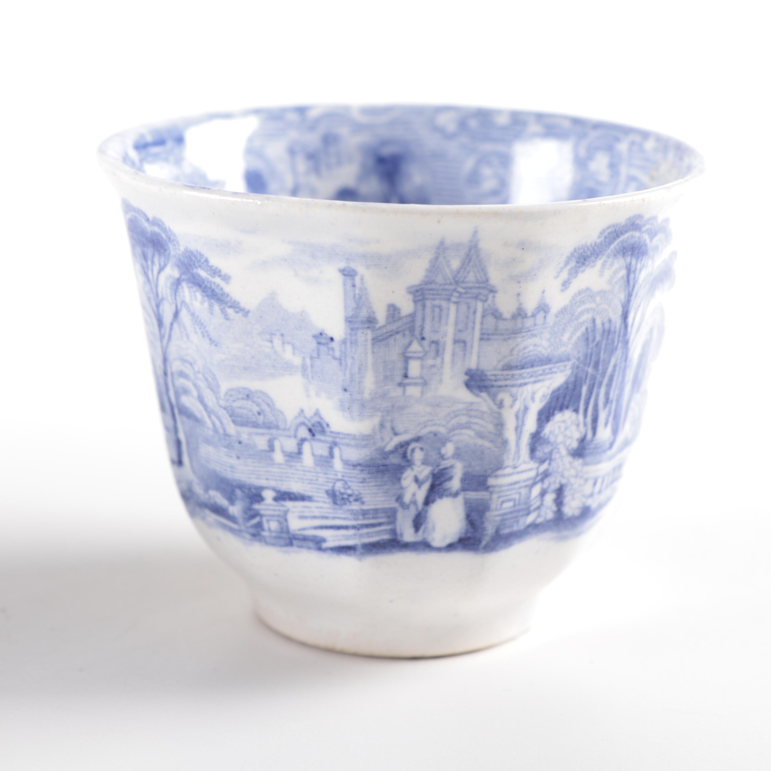 English "Doria" Tureen and Other Blue and White Ironstone Transferware, 19th C.