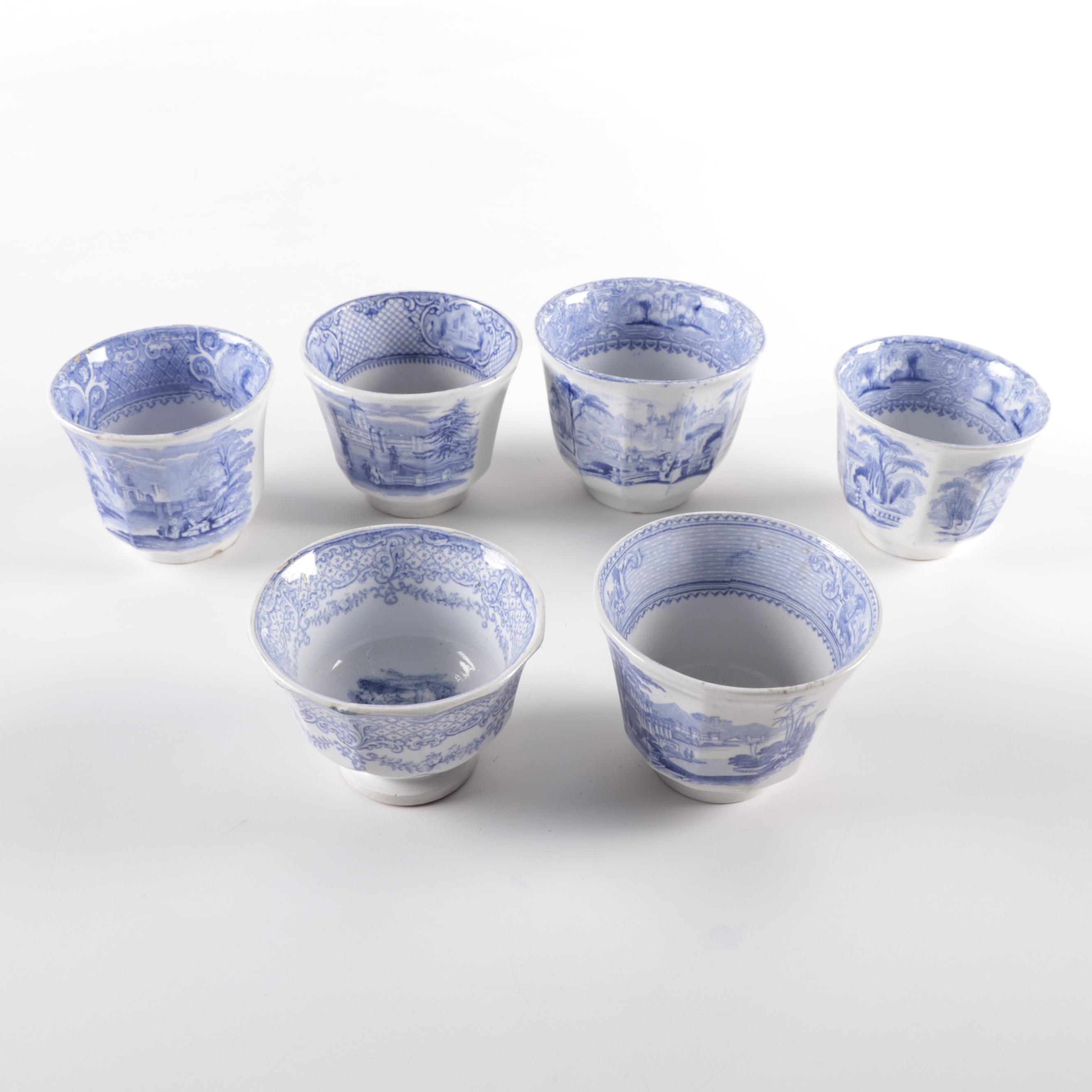 English "Doria" Tureen and Other Blue and White Ironstone Transferware, 19th C.