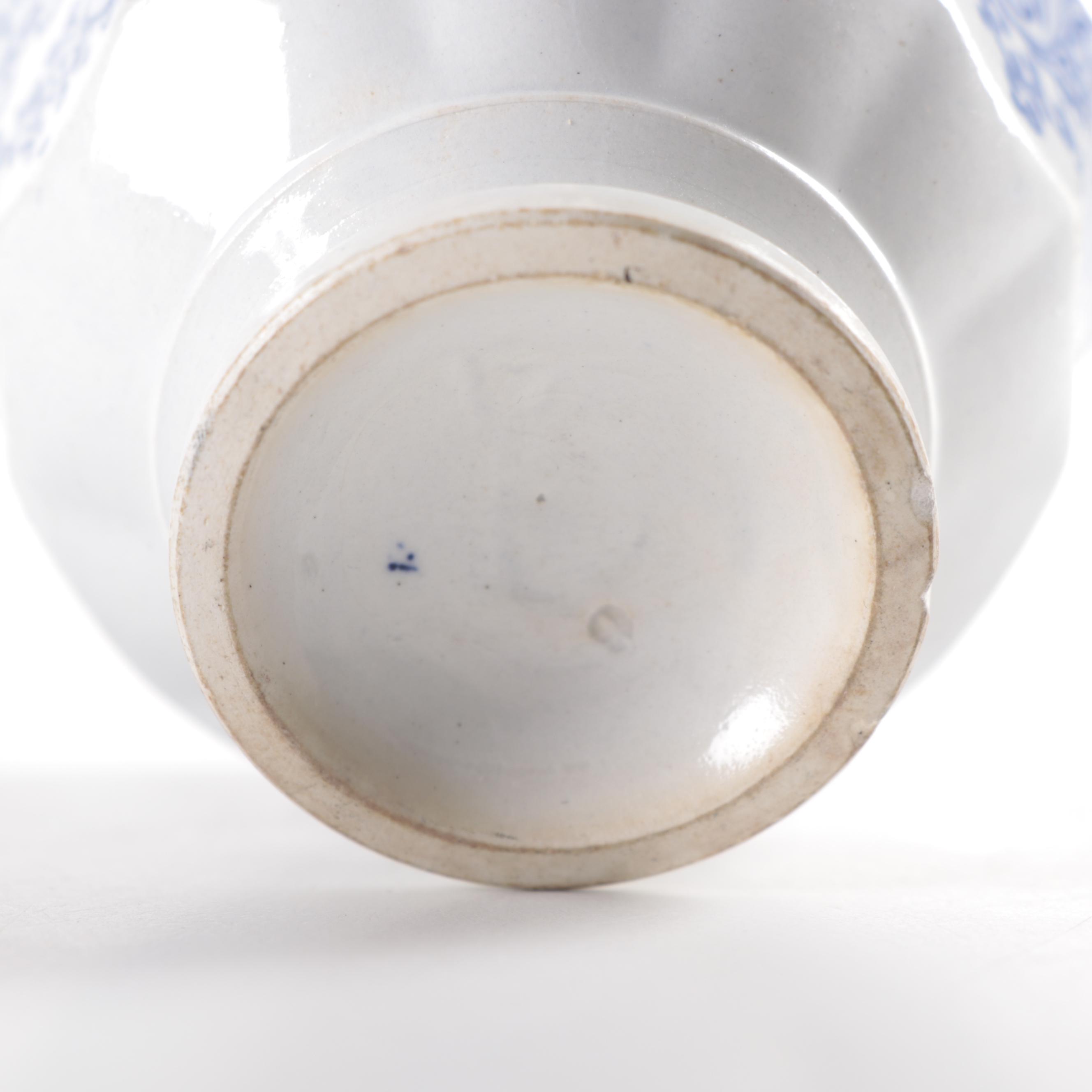 English "Doria" Tureen and Other Blue and White Ironstone Transferware, 19th C.