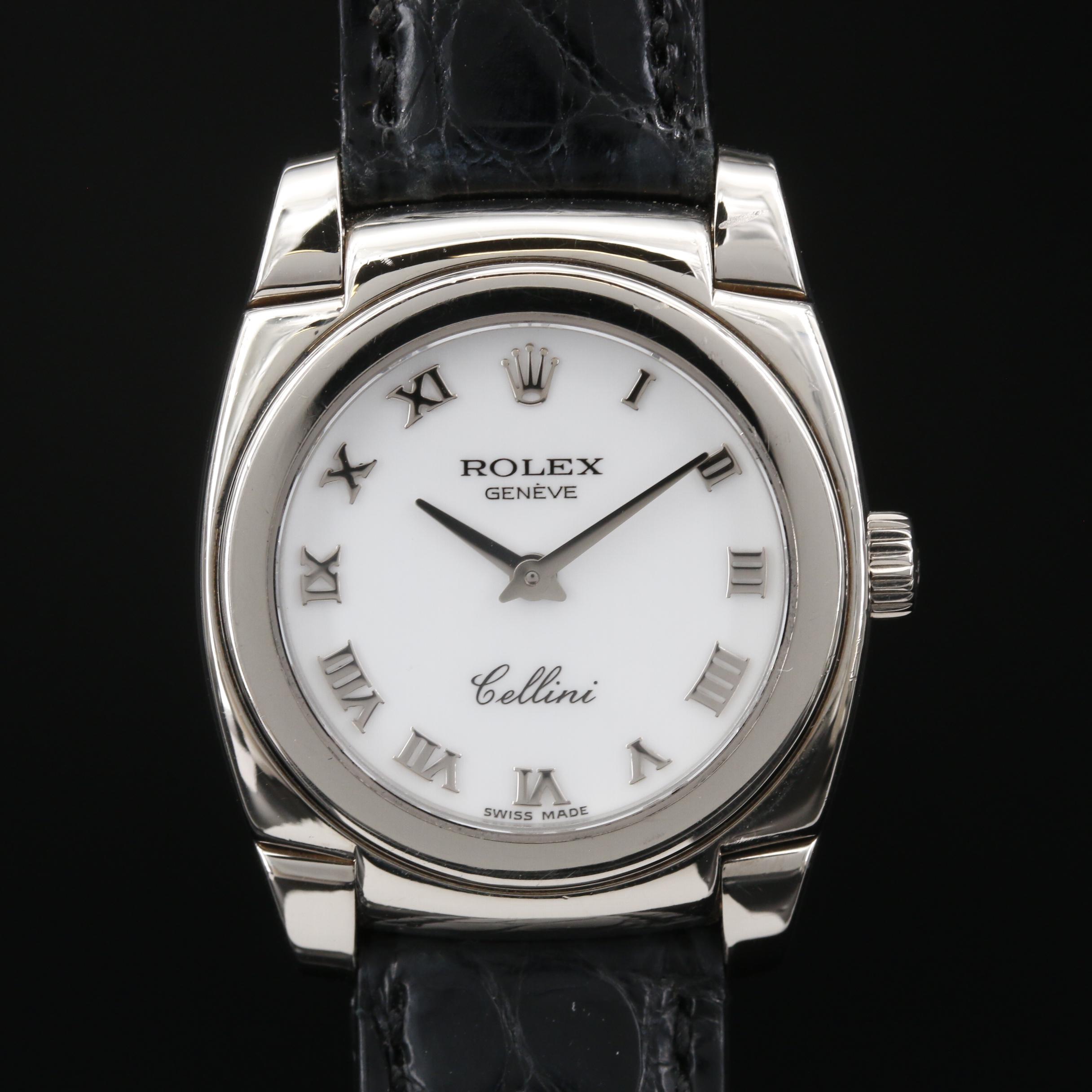 2001 Rolex Cellini Cestello 18K White Gold Stem Wind Watch