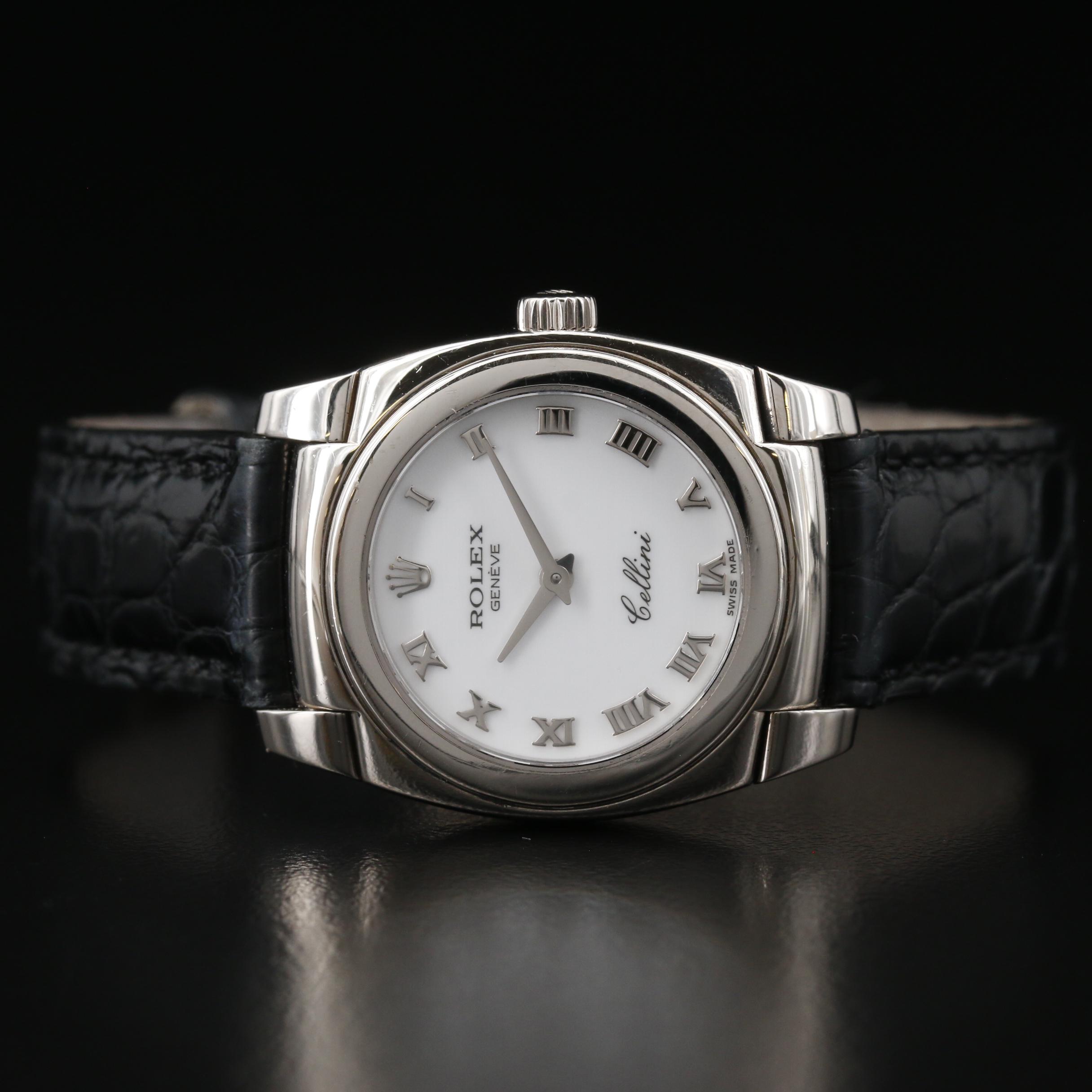 2001 Rolex Cellini Cestello 18K White Gold Stem Wind Watch