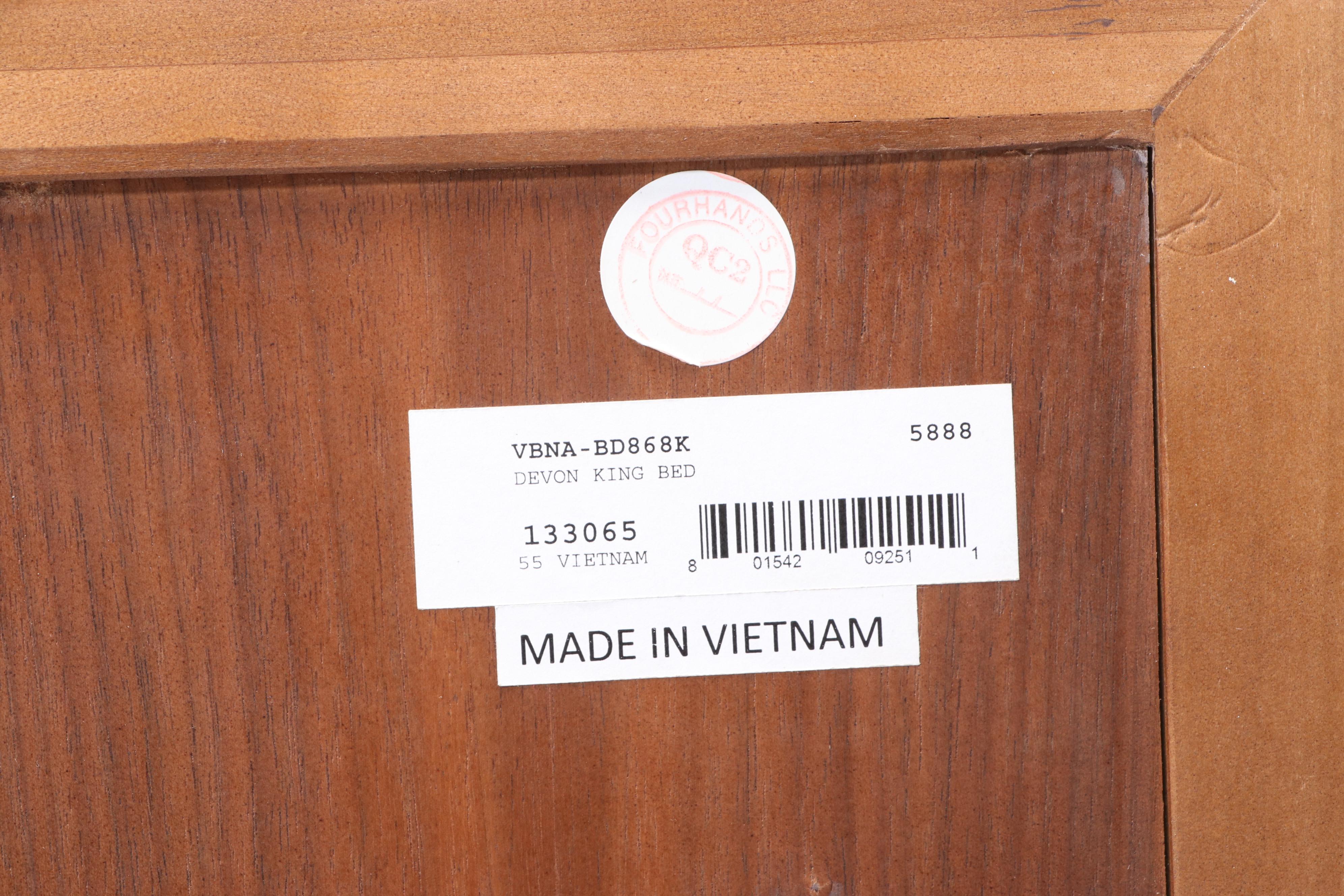 Four Hands "Devon" Reclaimed Acacia and Peroba Wood King Size Platform Bed Frame