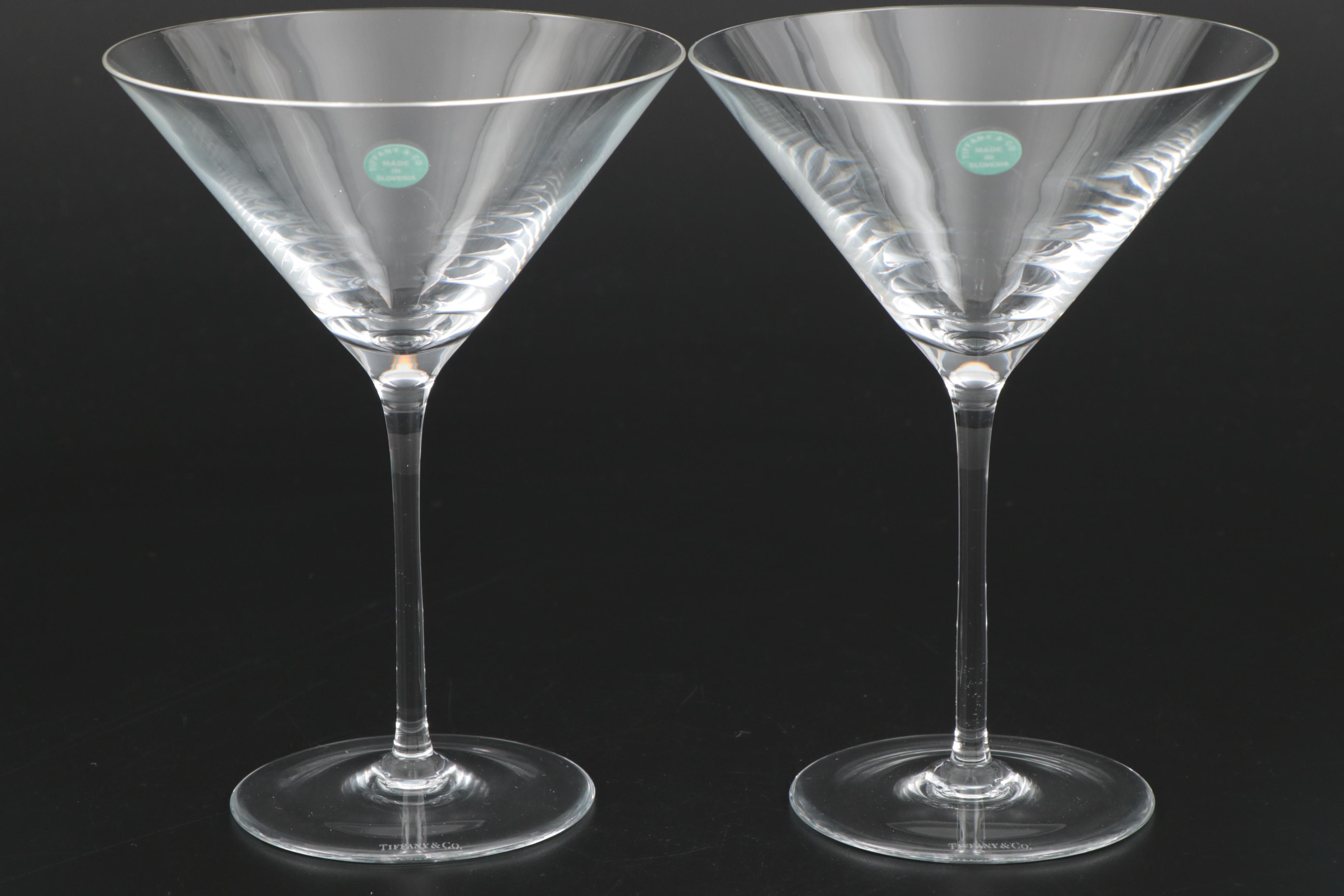 Tiffany & Co. Martini Glasses with Fred Bould for Nambé Twist Cocktail Shaker