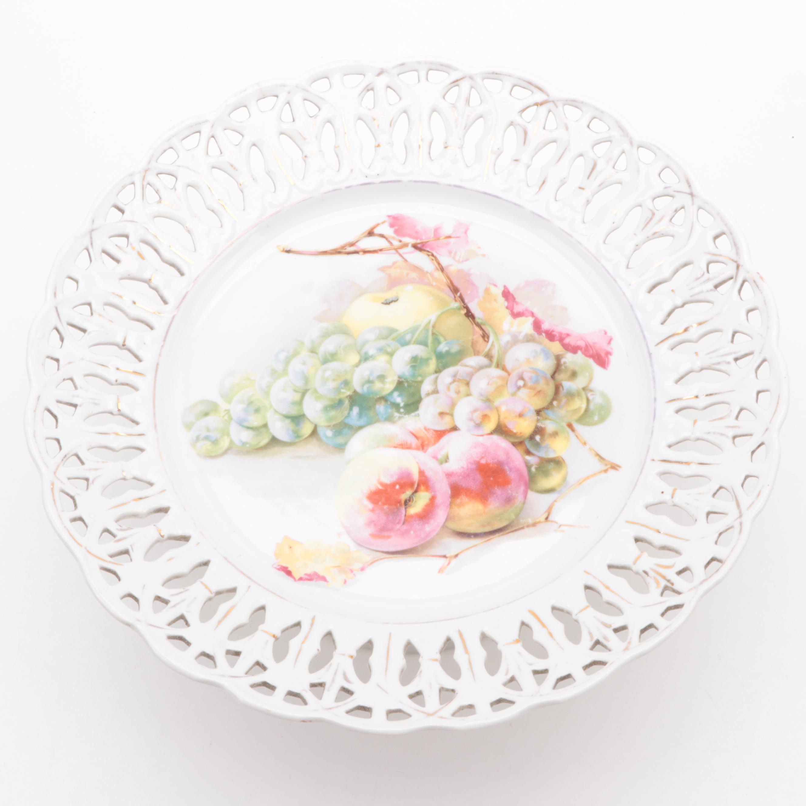 German Hobbyist Reticulated Porcelain Cake Stand with Fruit Bowls