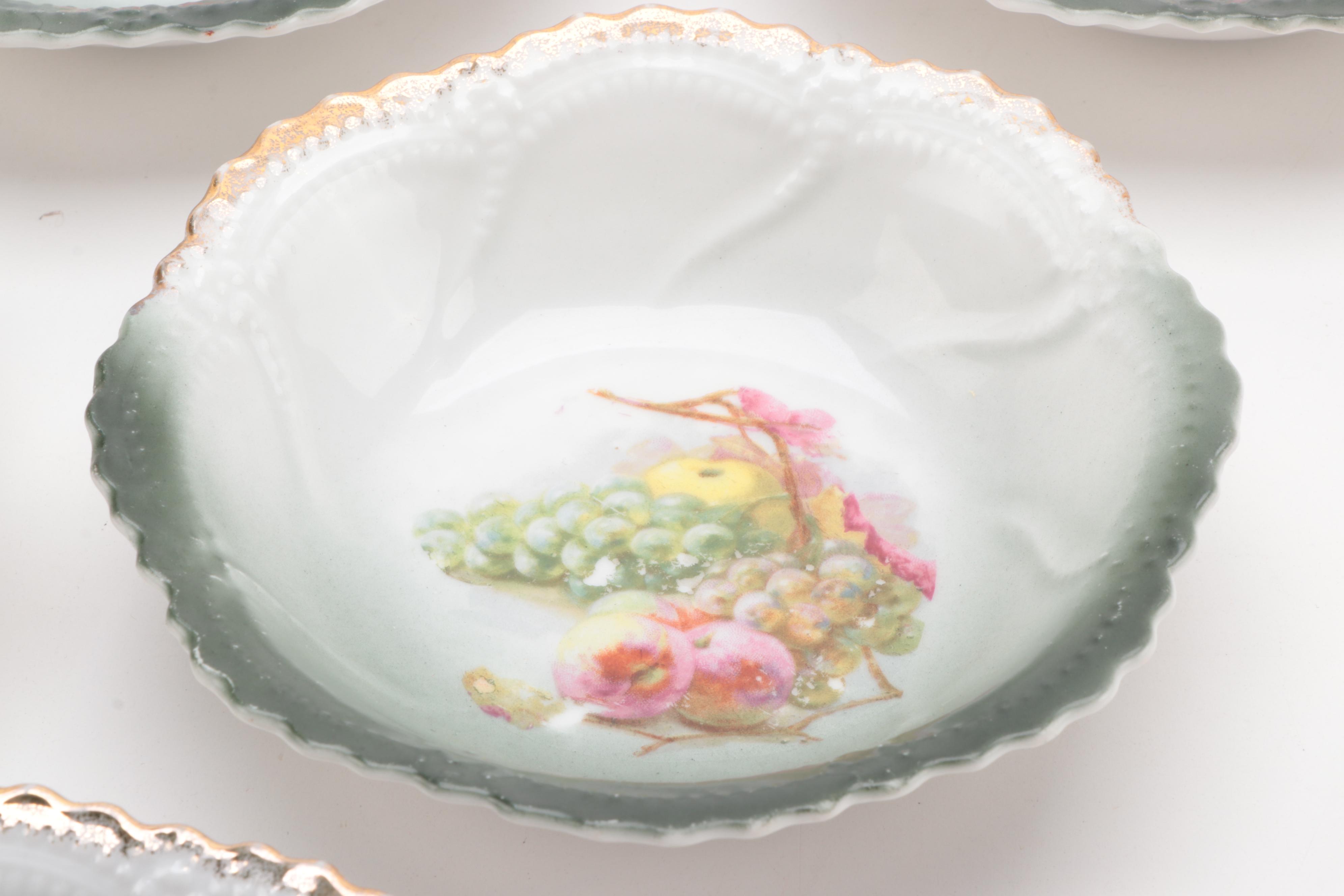 German Hobbyist Reticulated Porcelain Cake Stand with Fruit Bowls