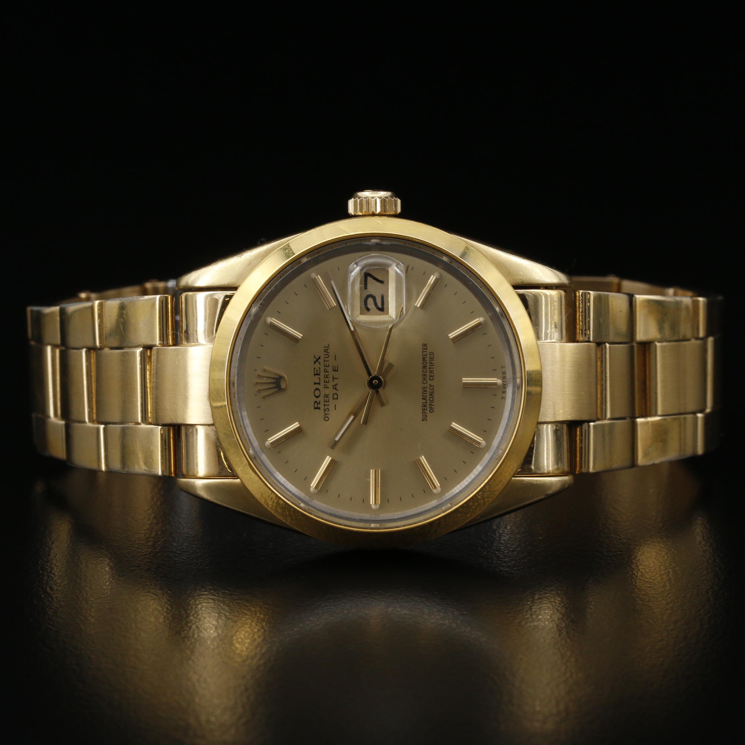 1984 Rolex Date 15505 Gold Shell Automatic Watch