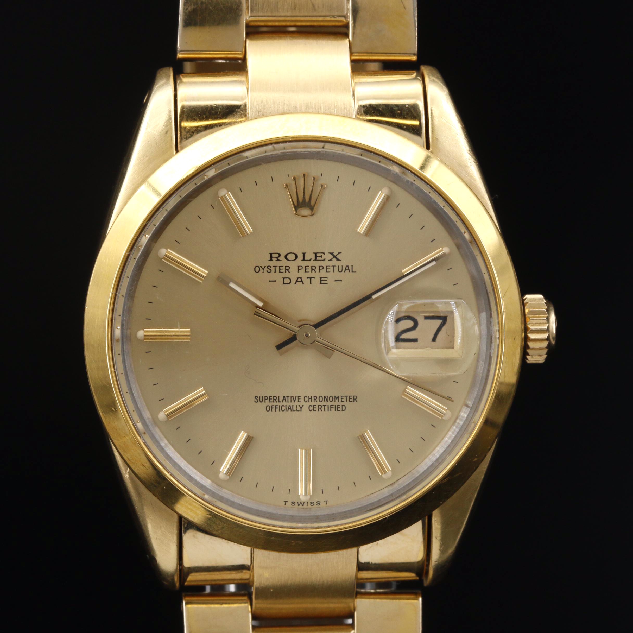 1984 Rolex Date 15505 Gold Shell Automatic Watch