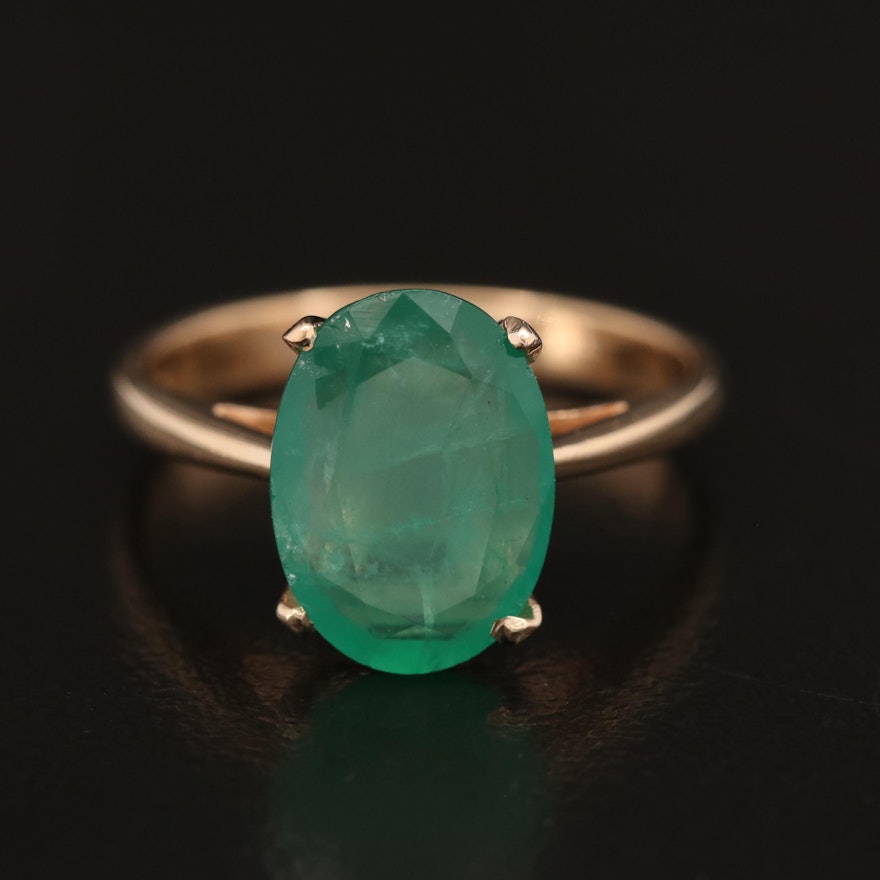 14K 1.70 CT Emerald Solitaire Ring