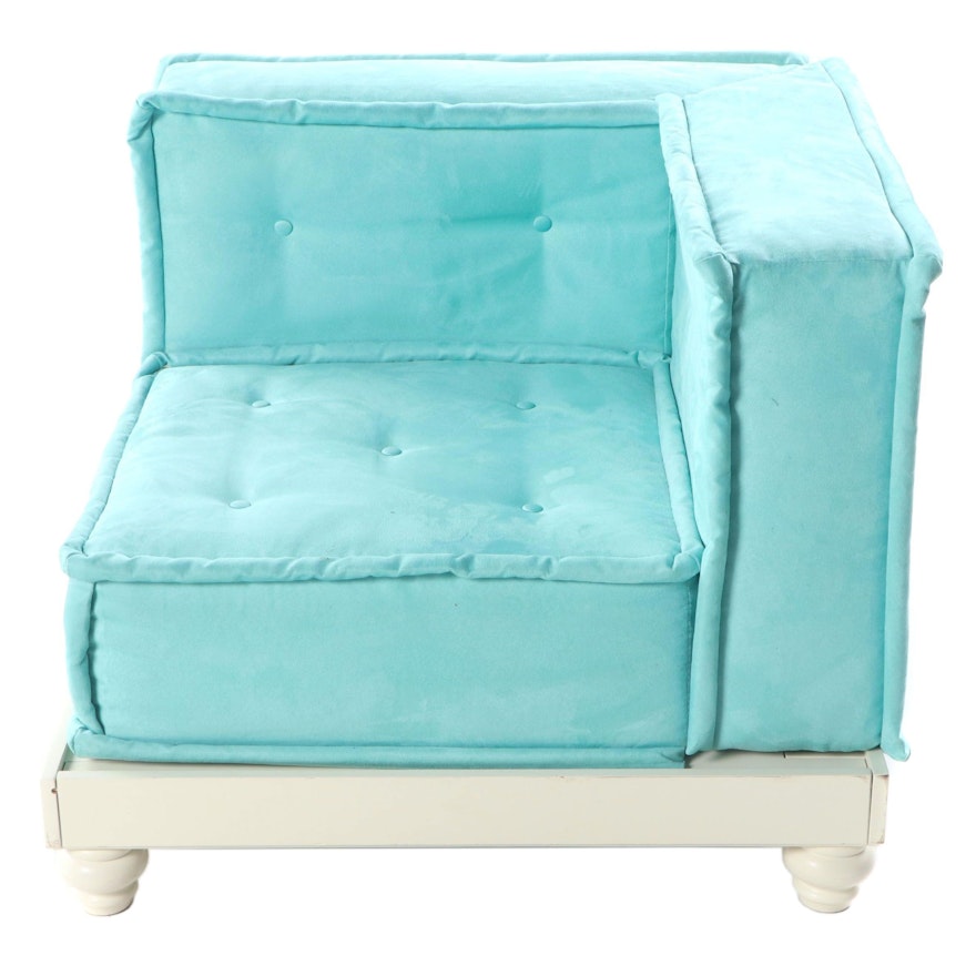 Pottery Barn Teen Teal Button Tufted Corner Chair