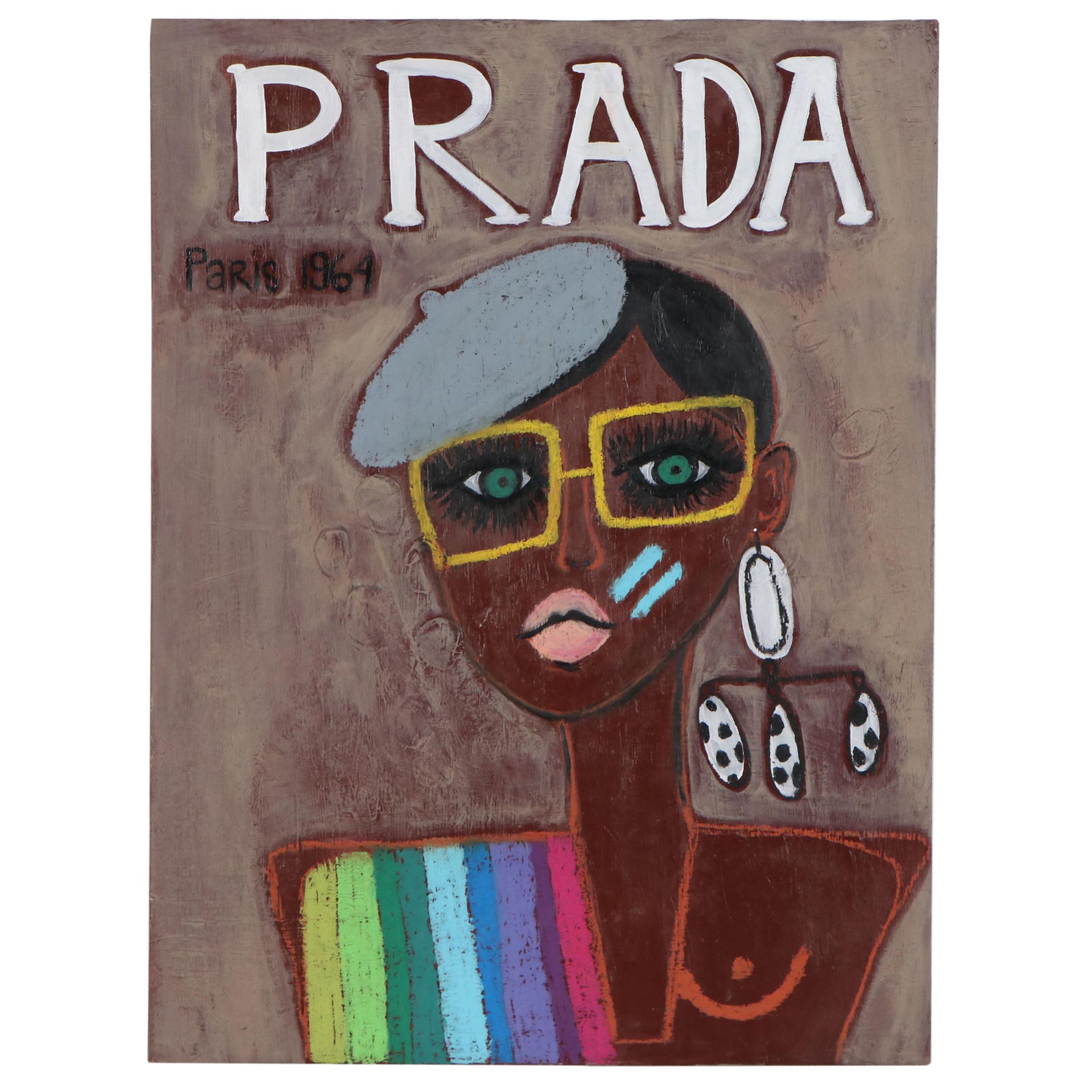 Jordan Howell Acrylic Mixed Media Painting "Prada in Paris 1964," 2020