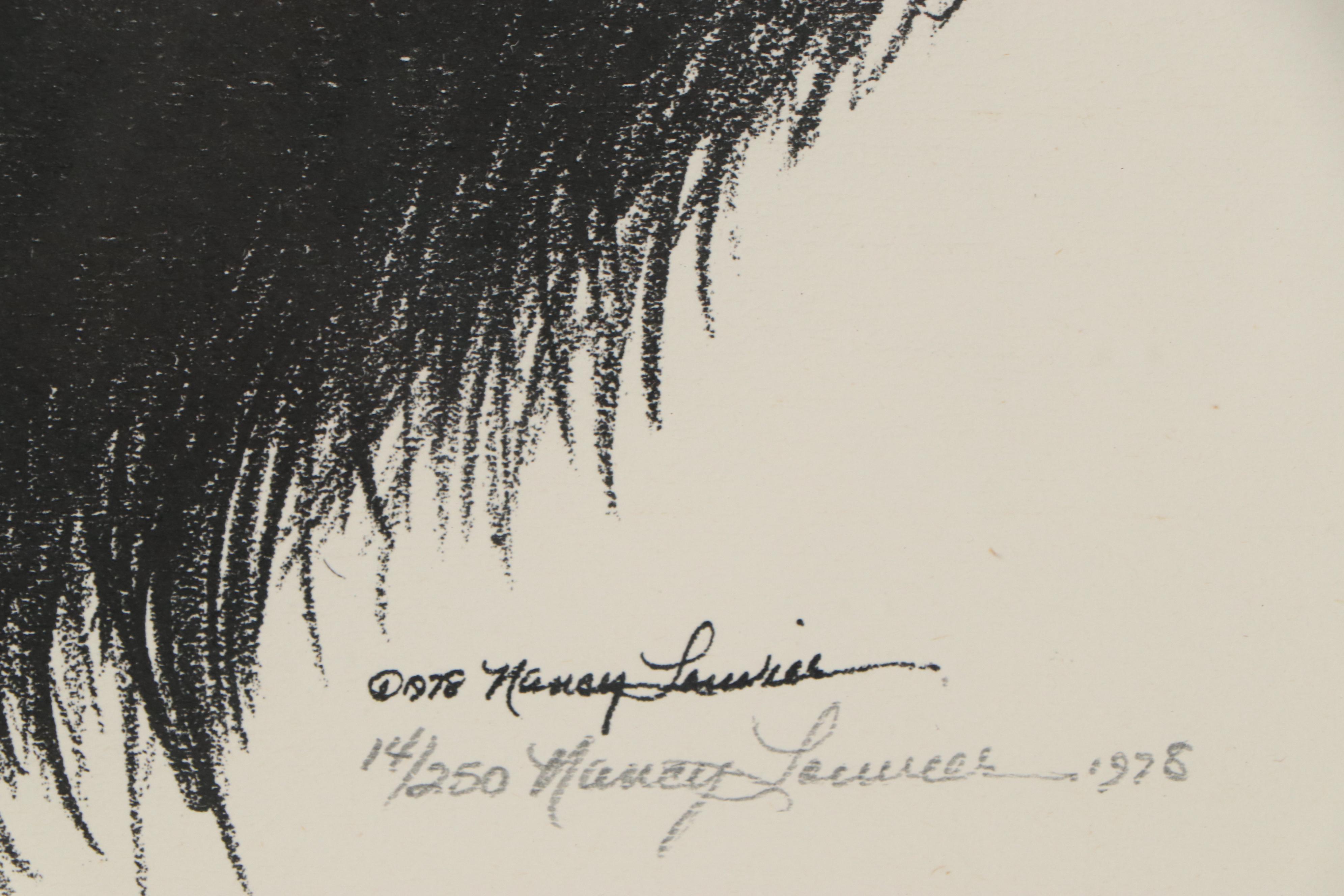 Nancy Louvier Lithograph of Monkeys, 1978