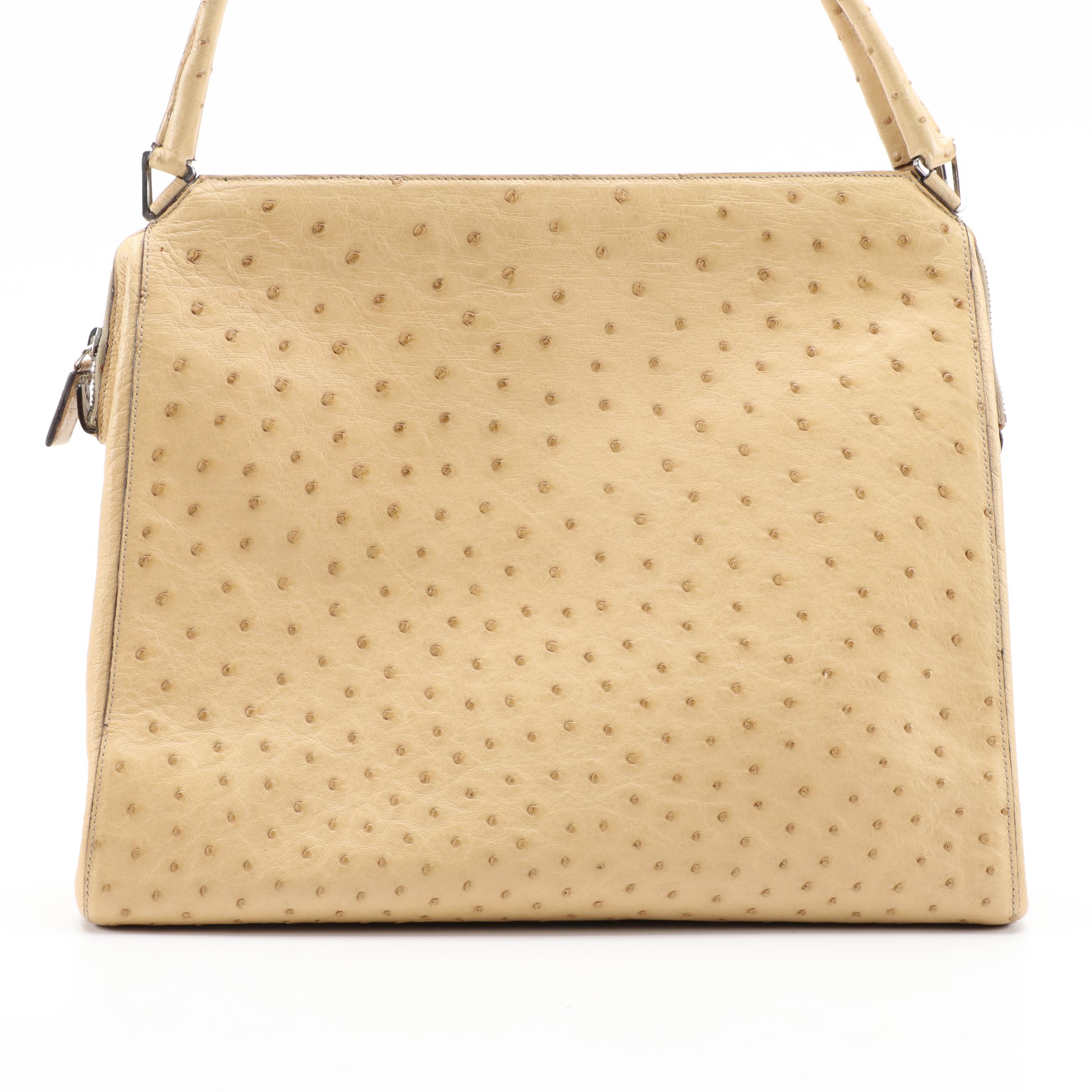 Prada Shoulder Bag in Ostrich Skin Leather