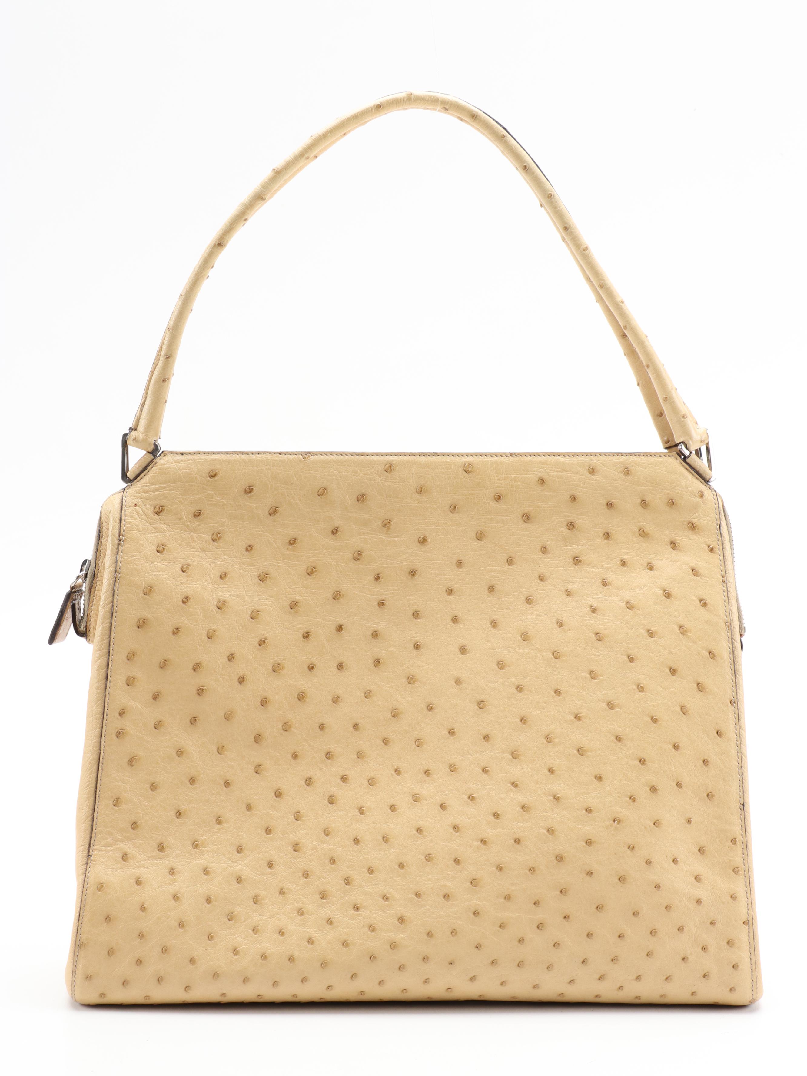 Prada Shoulder Bag in Ostrich Skin Leather