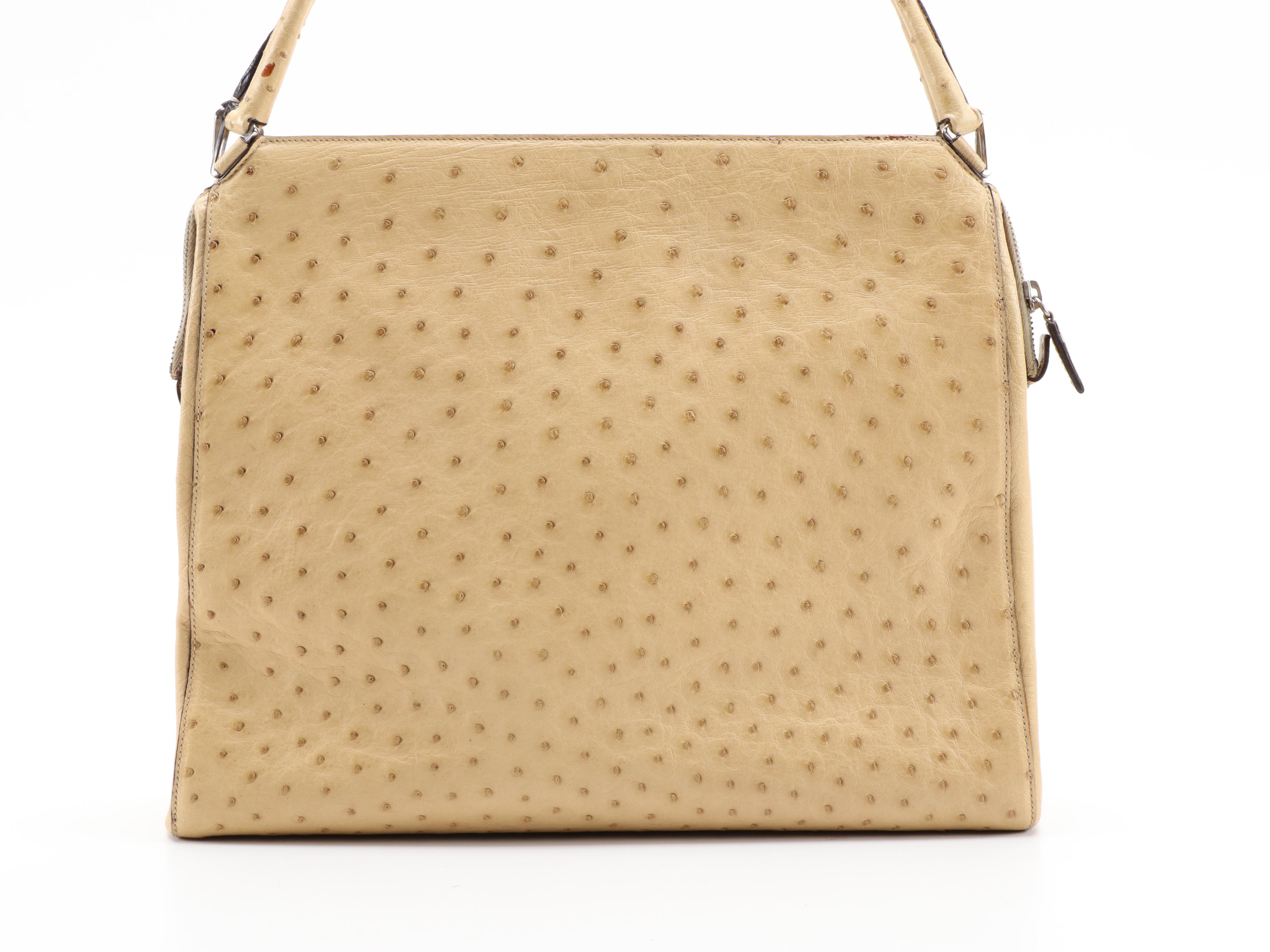 Prada Shoulder Bag in Ostrich Skin Leather