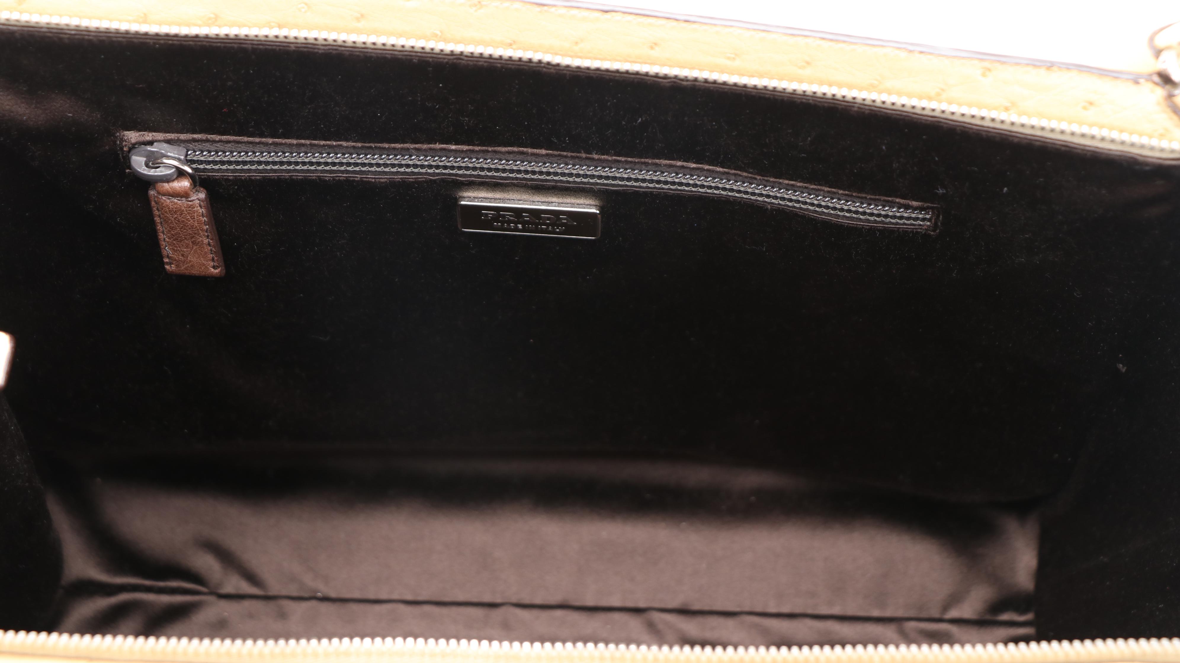 Prada Shoulder Bag in Ostrich Skin Leather
