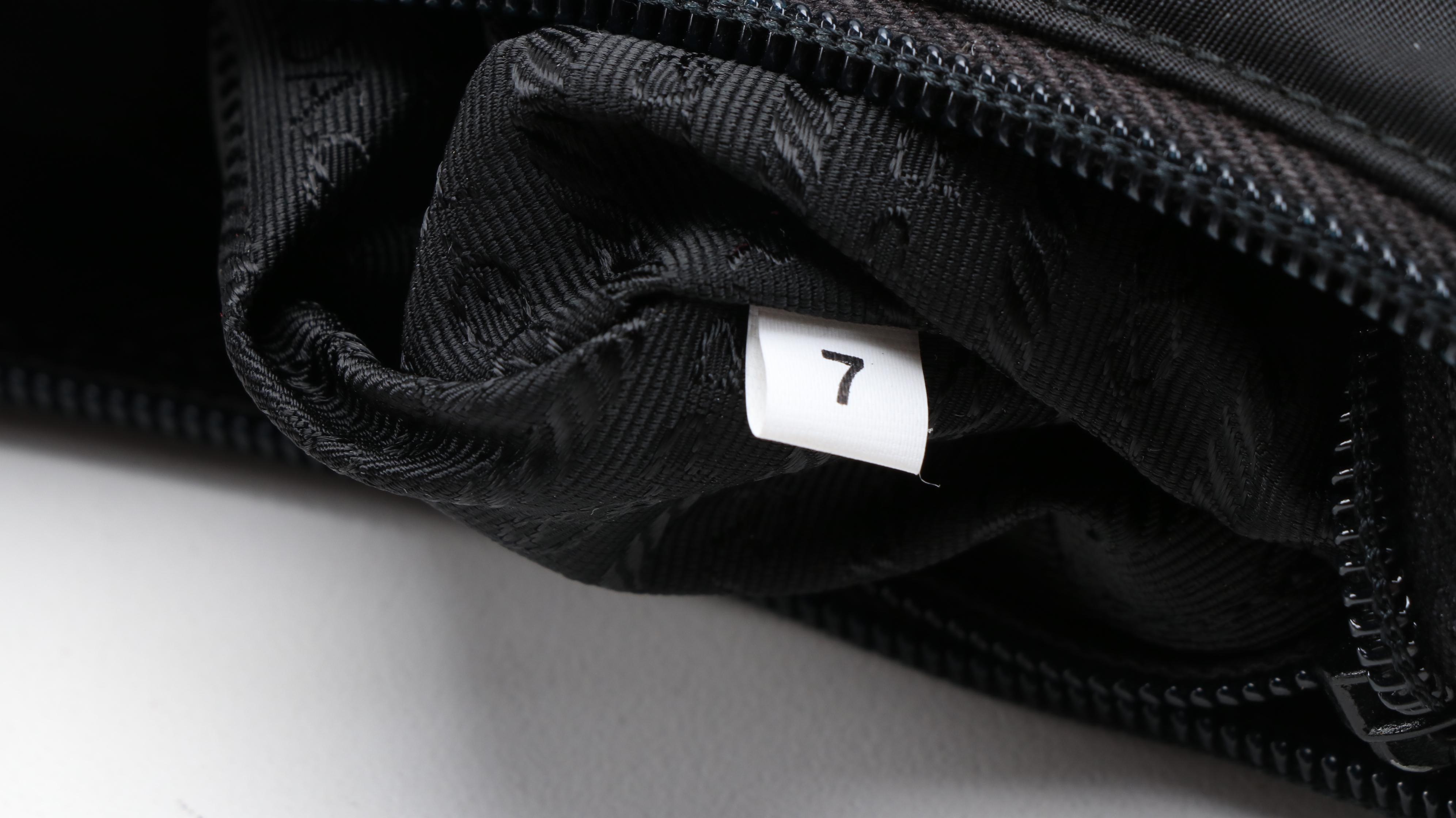 Prada Black Nylon and Croc Embossed Leather Hobo Bag with Silver Tone Handle