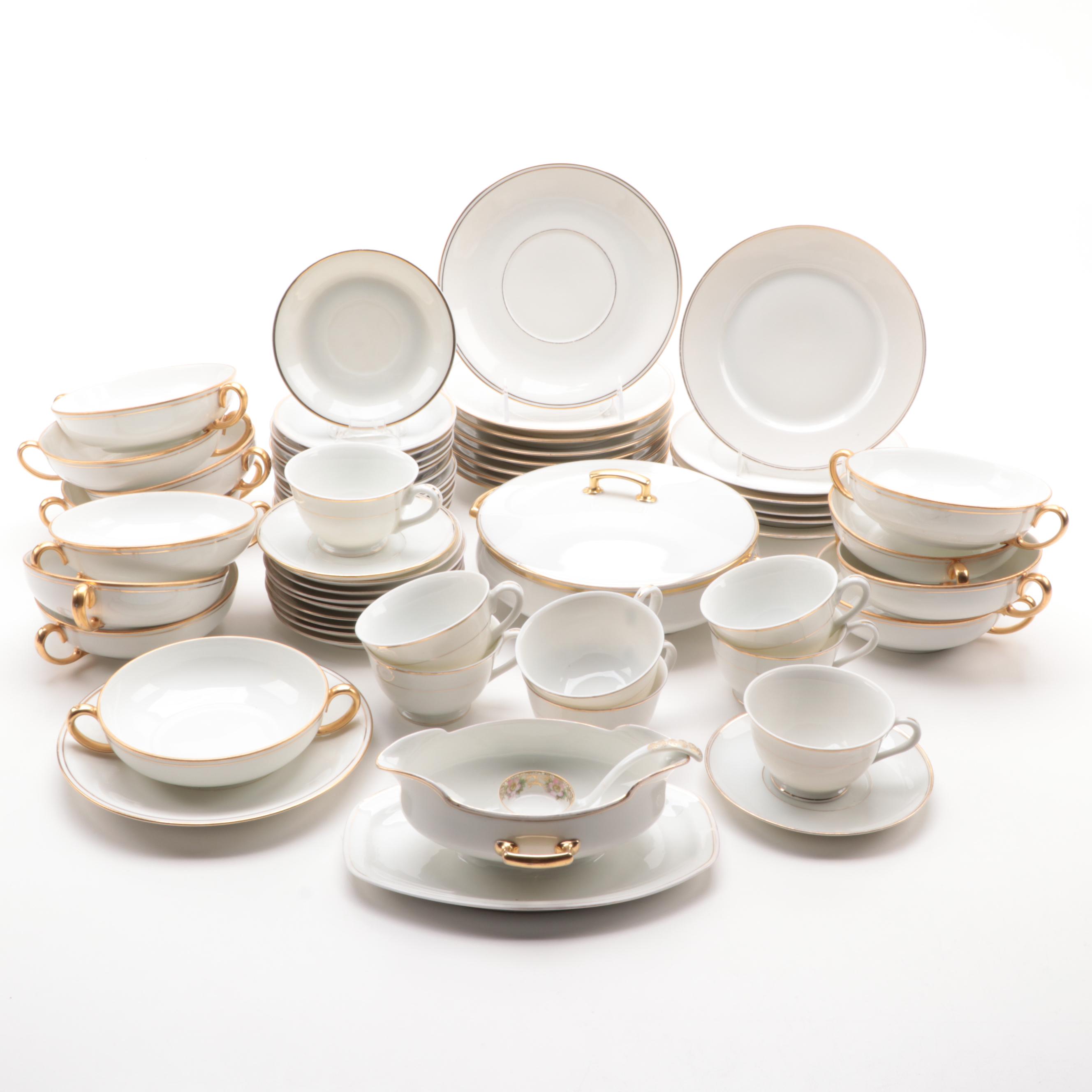 Moritz Zdekauer Austrian and Japanese Gilt Rim Porcelain Dinnerware
