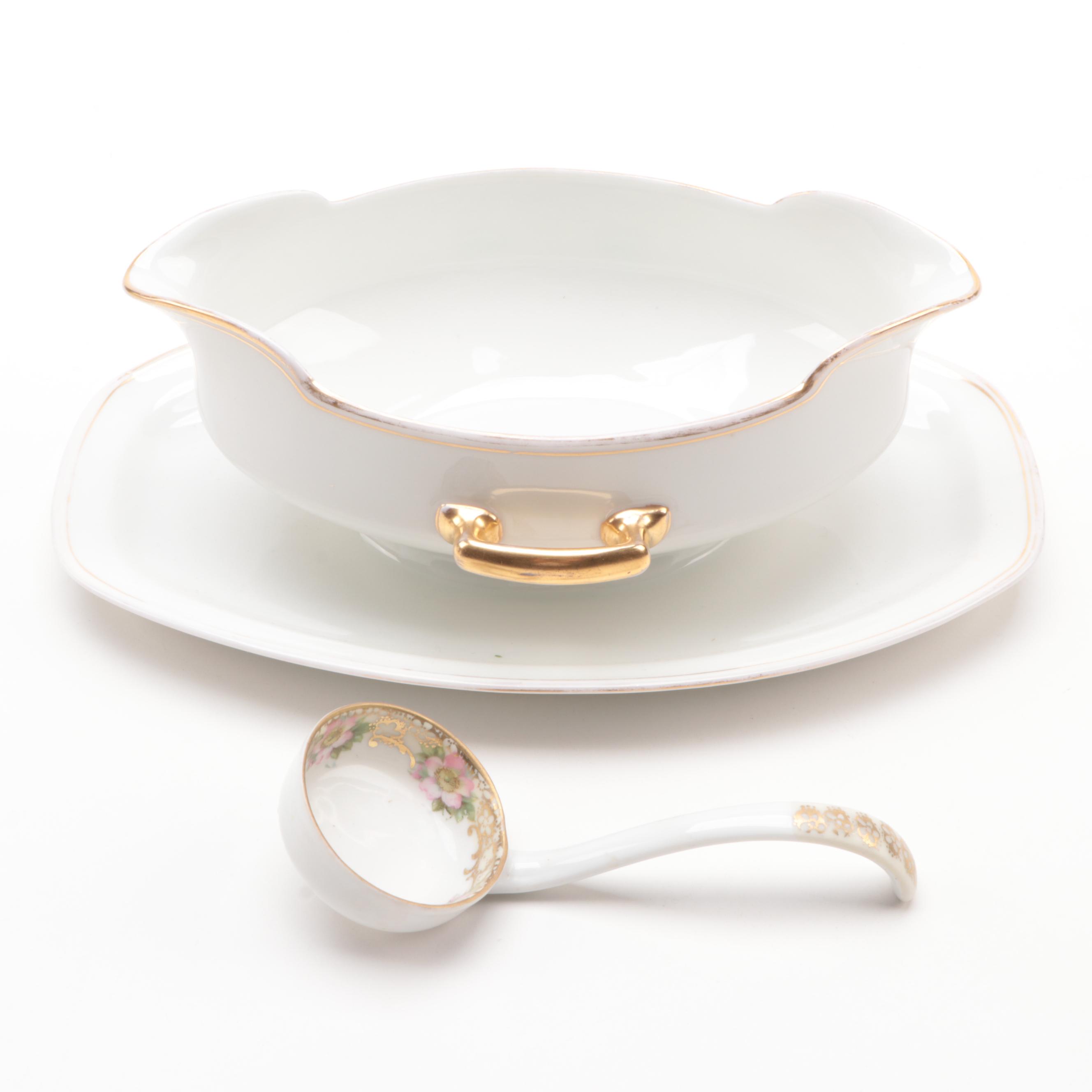 Moritz Zdekauer Austrian and Japanese Gilt Rim Porcelain Dinnerware