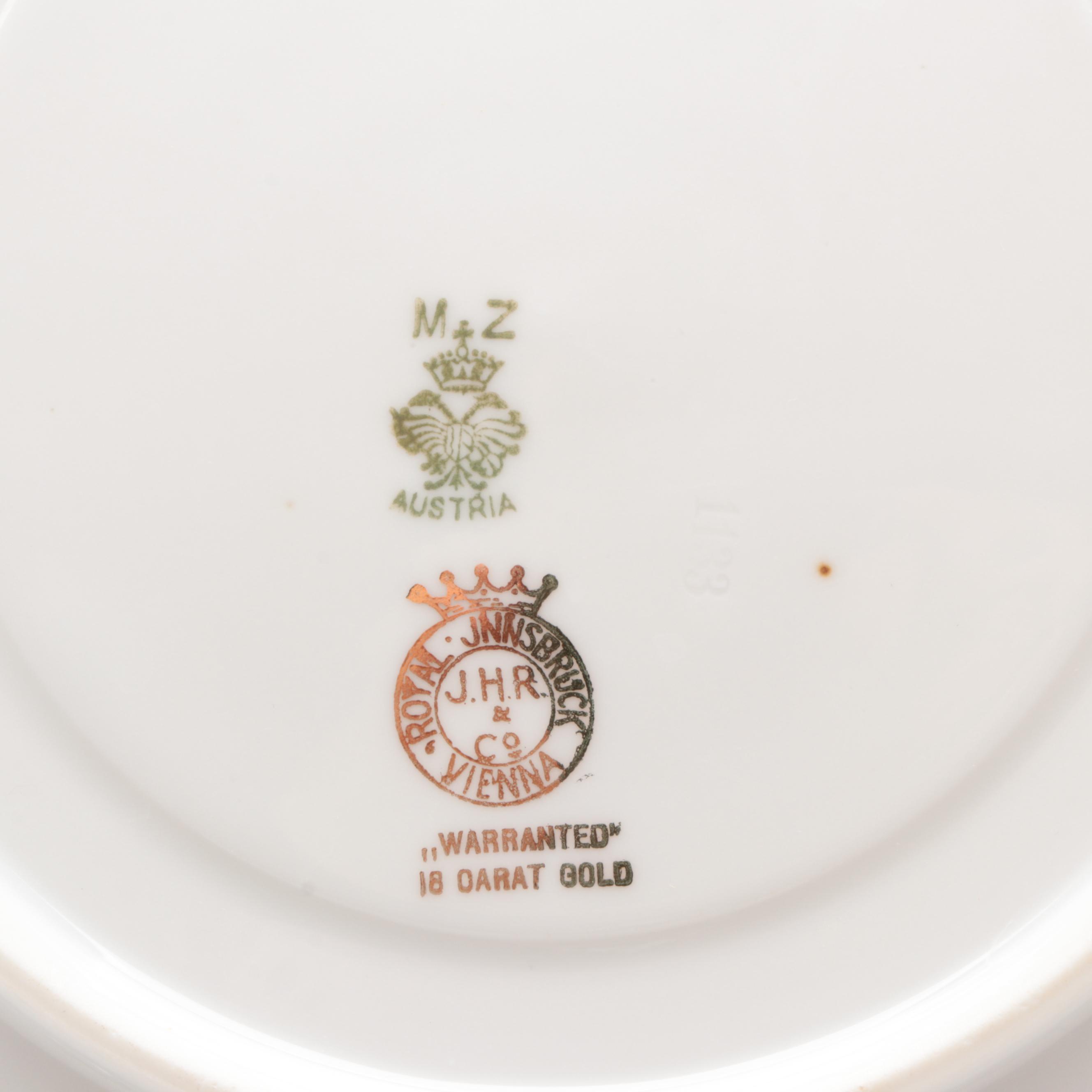 Moritz Zdekauer Austrian and Japanese Gilt Rim Porcelain Dinnerware