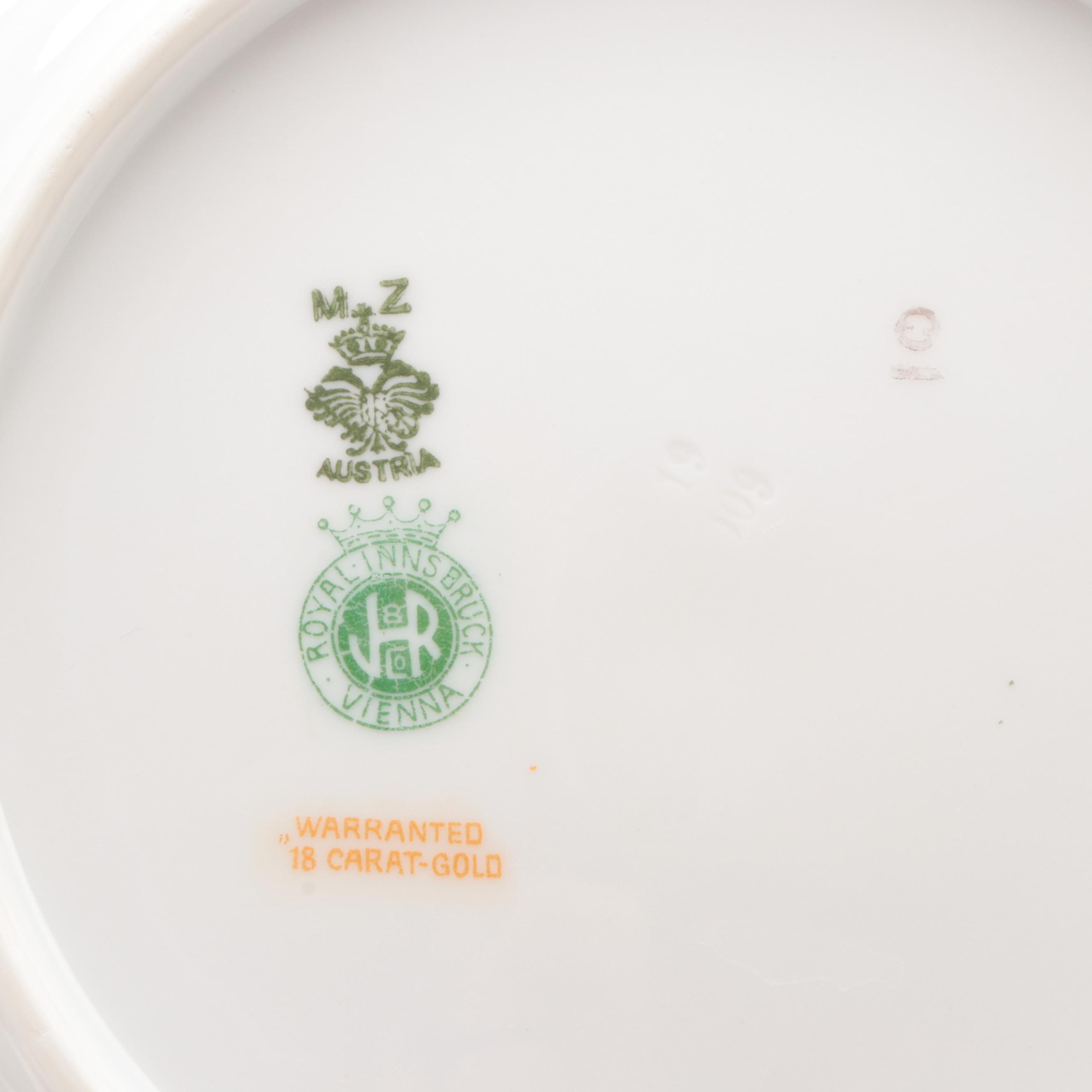 Moritz Zdekauer Austrian and Japanese Gilt Rim Porcelain Dinnerware