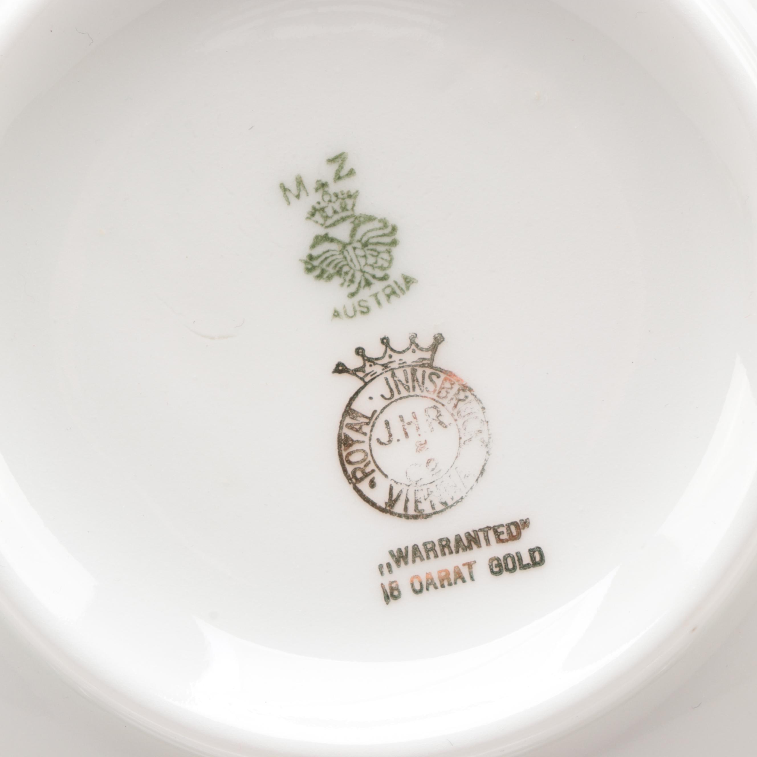 Moritz Zdekauer Austrian and Japanese Gilt Rim Porcelain Dinnerware