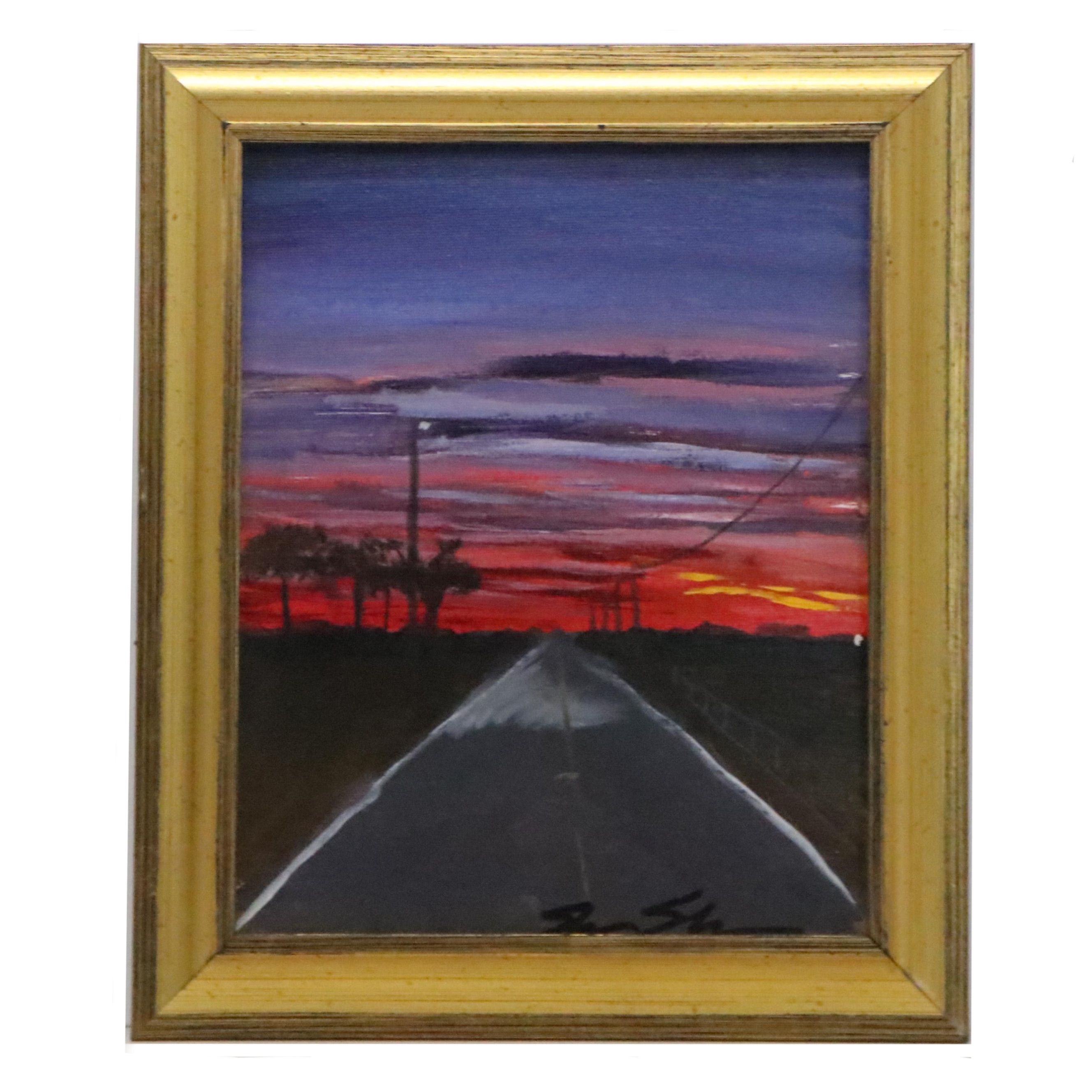 Shawn Shawn Acrylic Sunset Painting, 21st Century