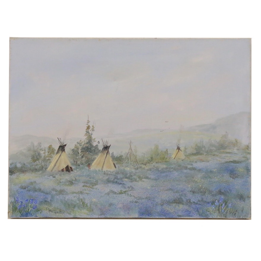 Diane Hendrix Oil Painting of a American West Scene, Late 20th Century