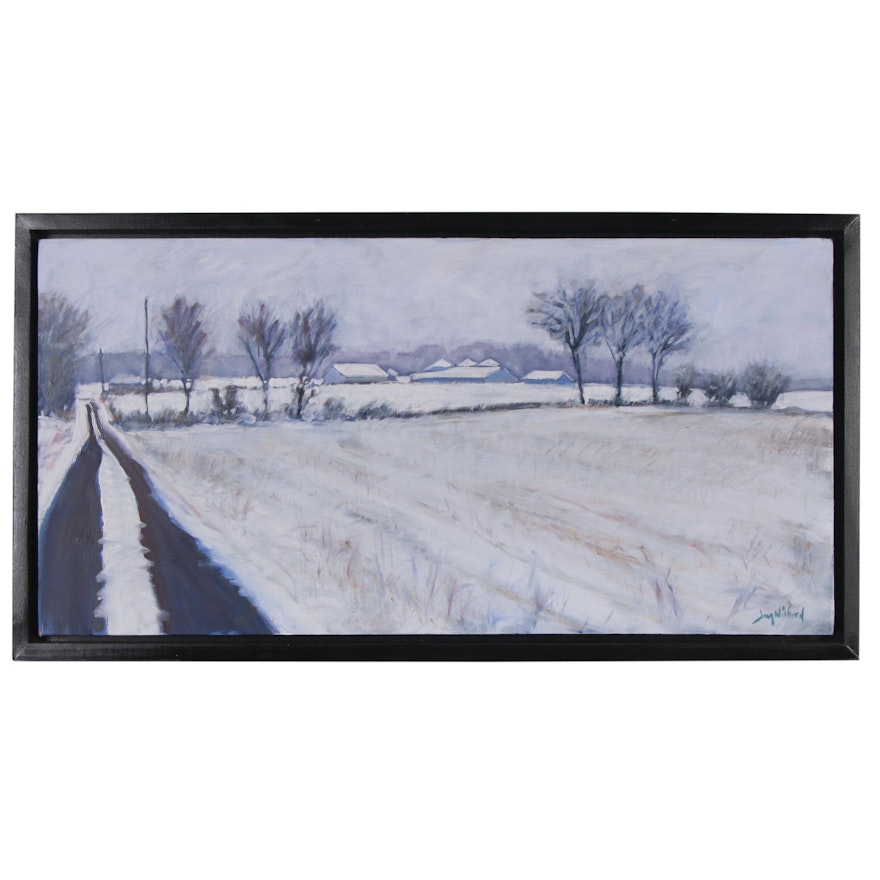 Jay Wilford Acrylic Painting of Snowy Landscape, 21st Century