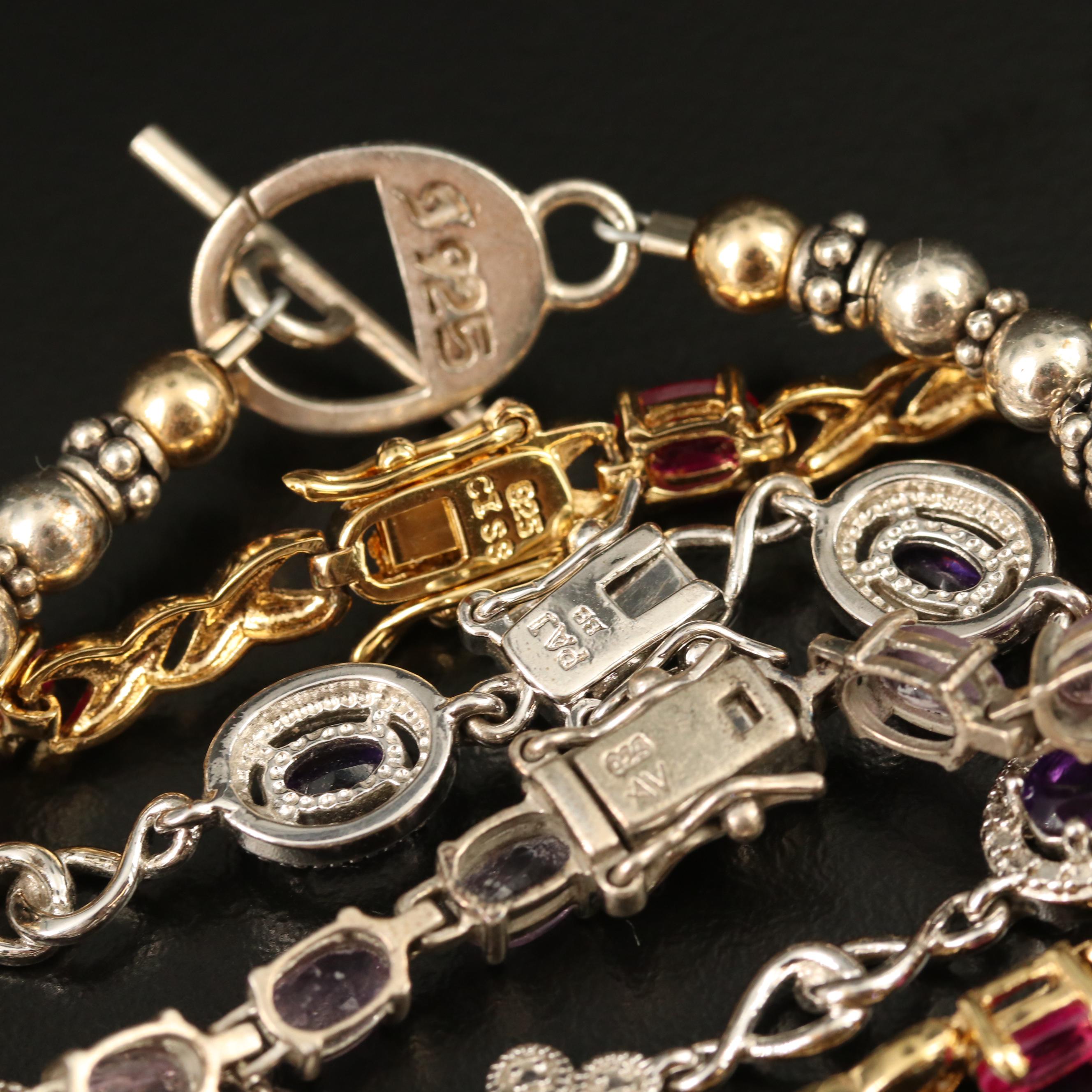 Sterling Silver Bracelet Selection Featuring Gemstone and Glass Accents