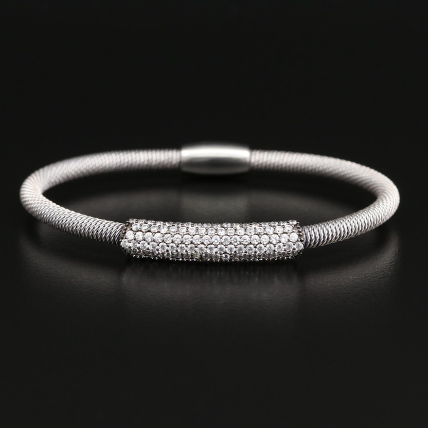 Sterling Silver Cubic Zirconia Mesh Bracelet