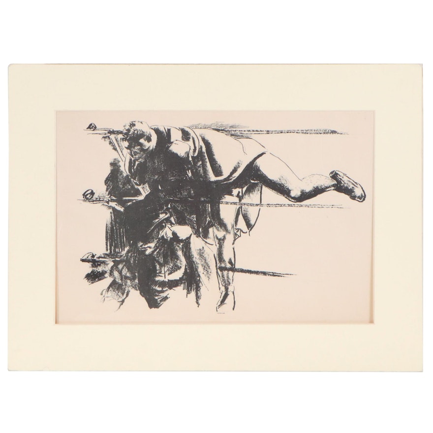 Robert Riggs Lithograph of Boxer, 20th Century