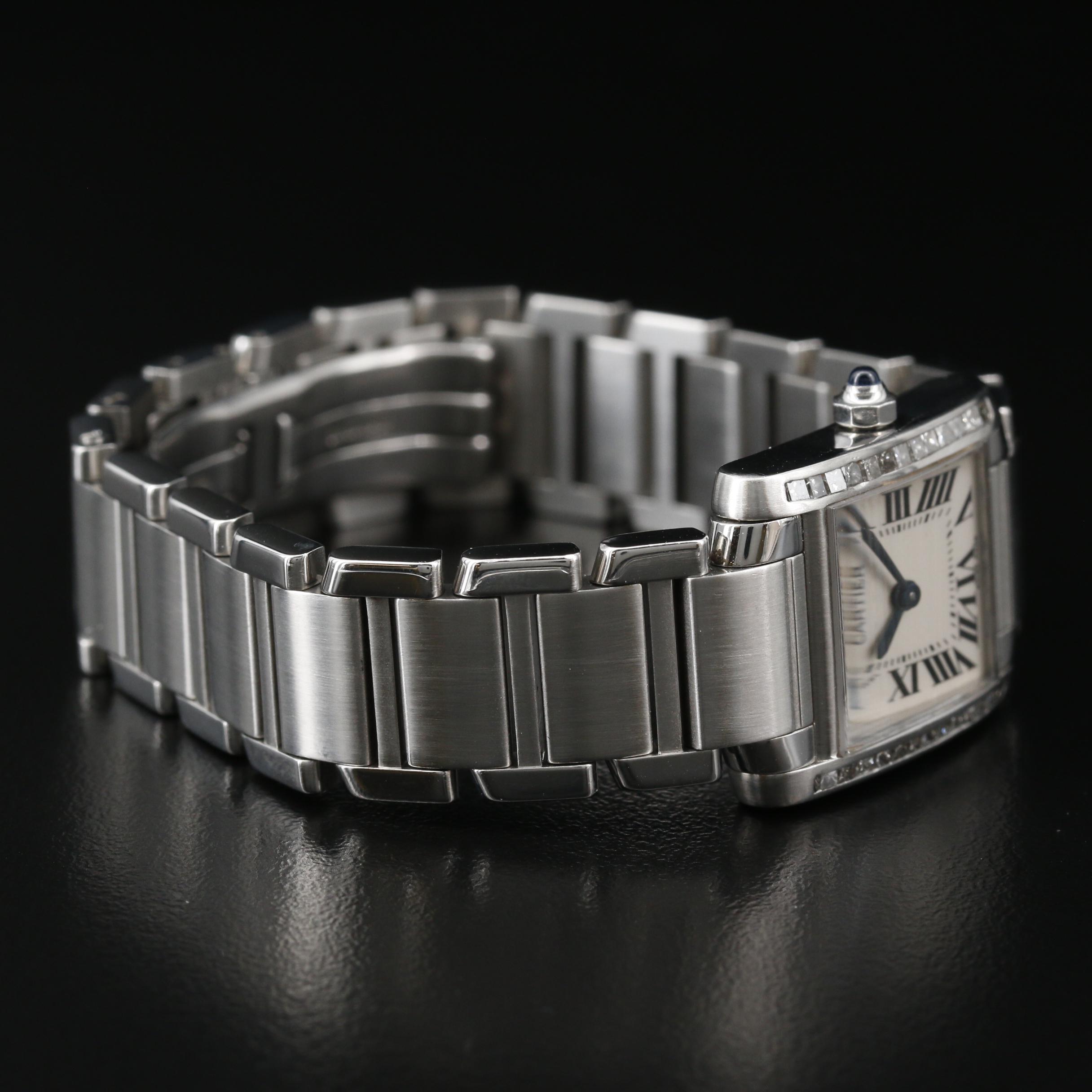 Diamond Cartier Tank Francaise Stainless Steel Watch