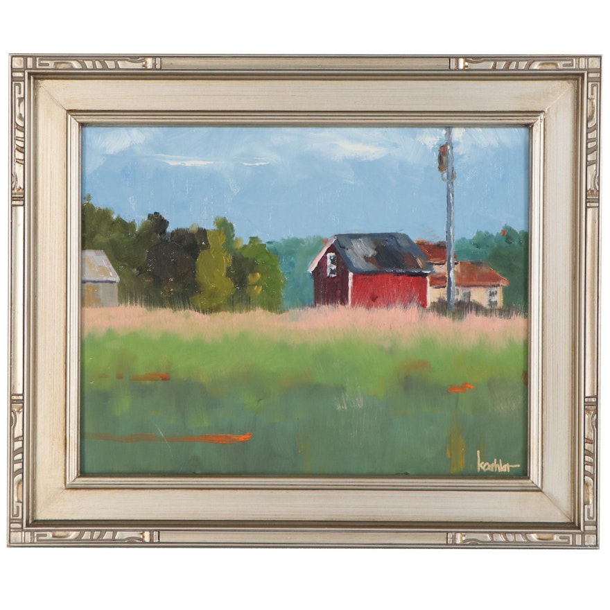Rick Koehler Oil Painting of Farm Landscape with Barn
