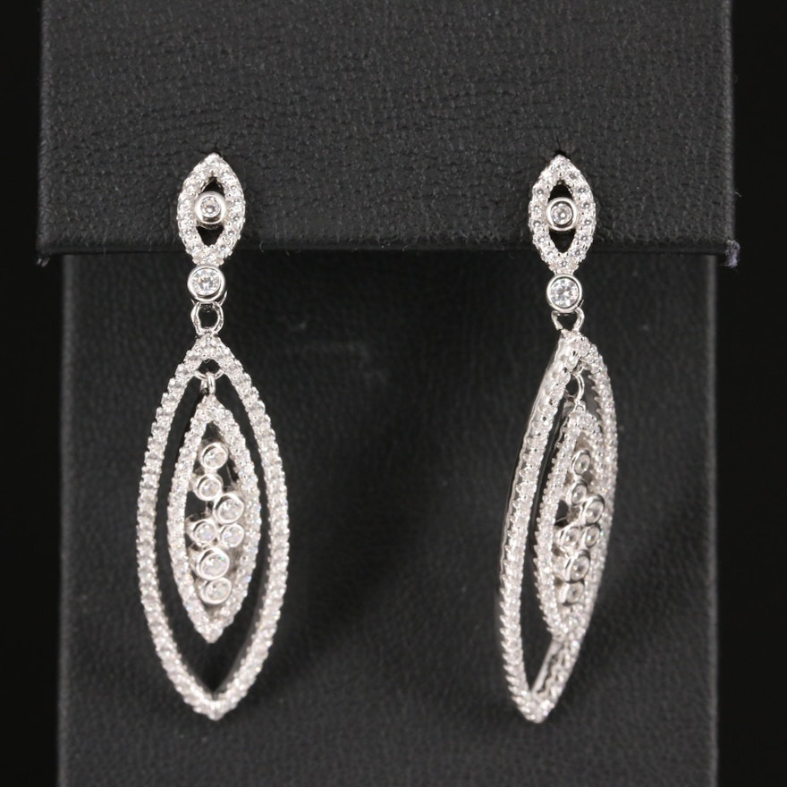 Sterling Silver Cubic Zirconia Dangle Earrings