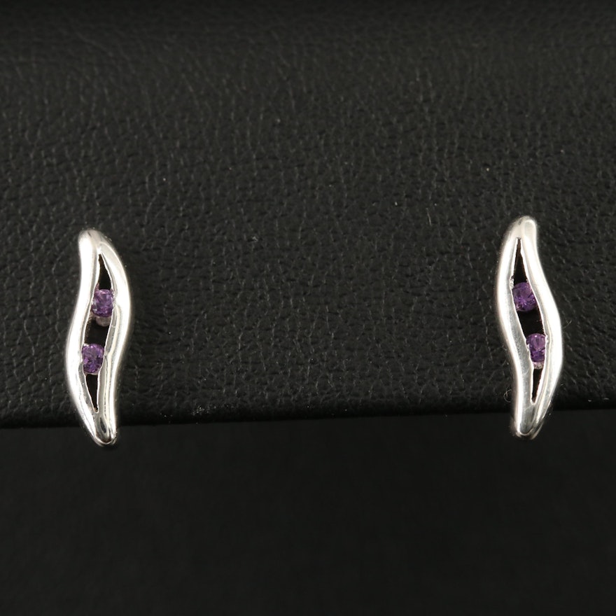 Sterling Amethyst Stud Earrings