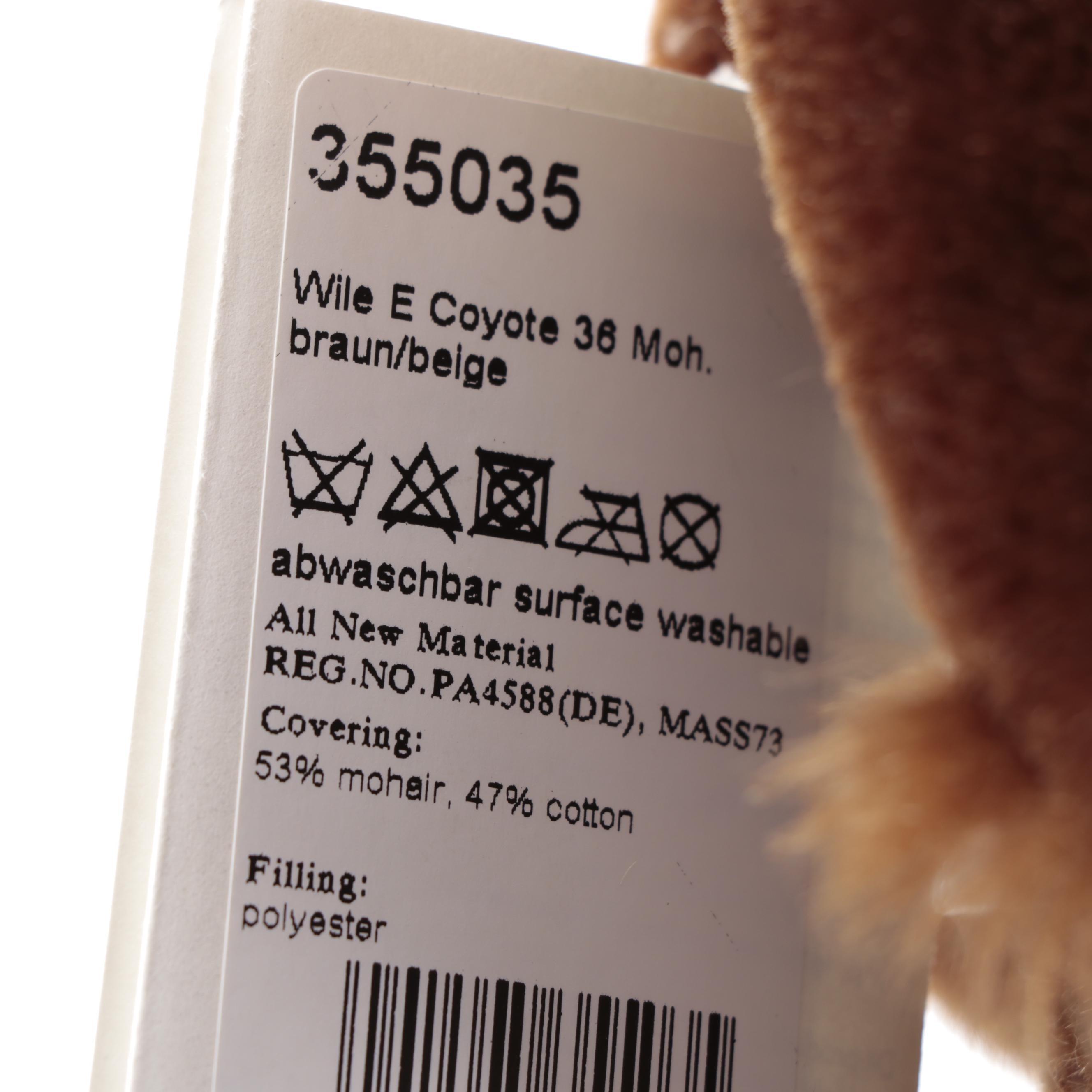 Steiff Wile E. Coyote Stuffed Animal COA