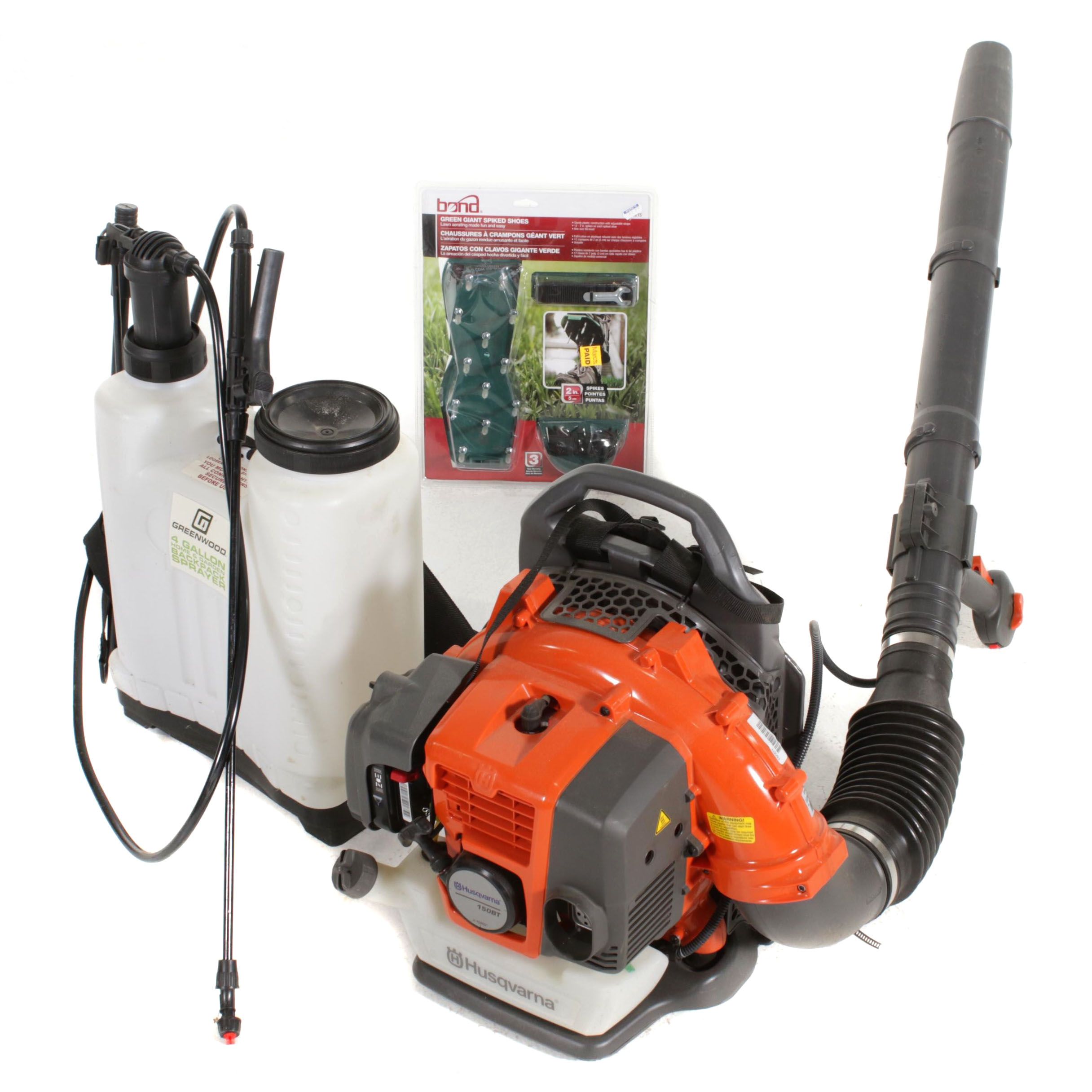 Husqvarna Backpack Leaf Blower and Greenwood Backpack Sprayer