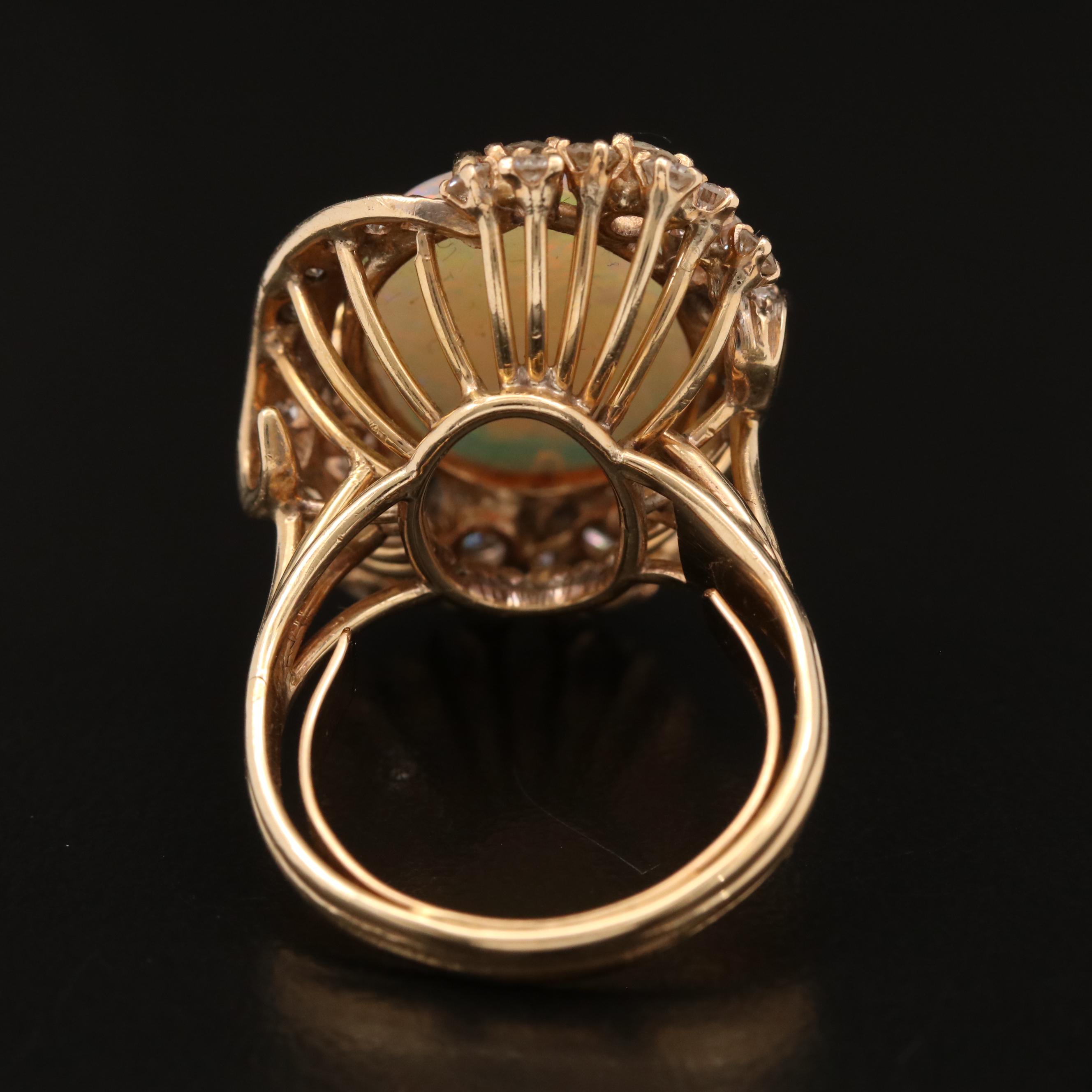 Vintage 14K Opal and 1.70 CTW Diamond Ring