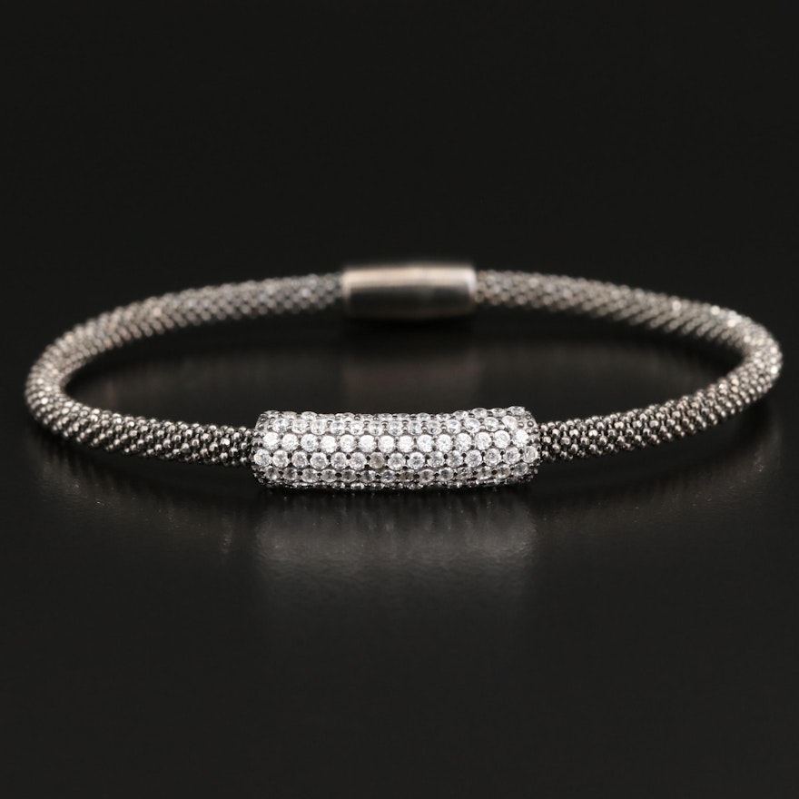 Sterling Silver Cubic Zirconia Mesh Bracelet