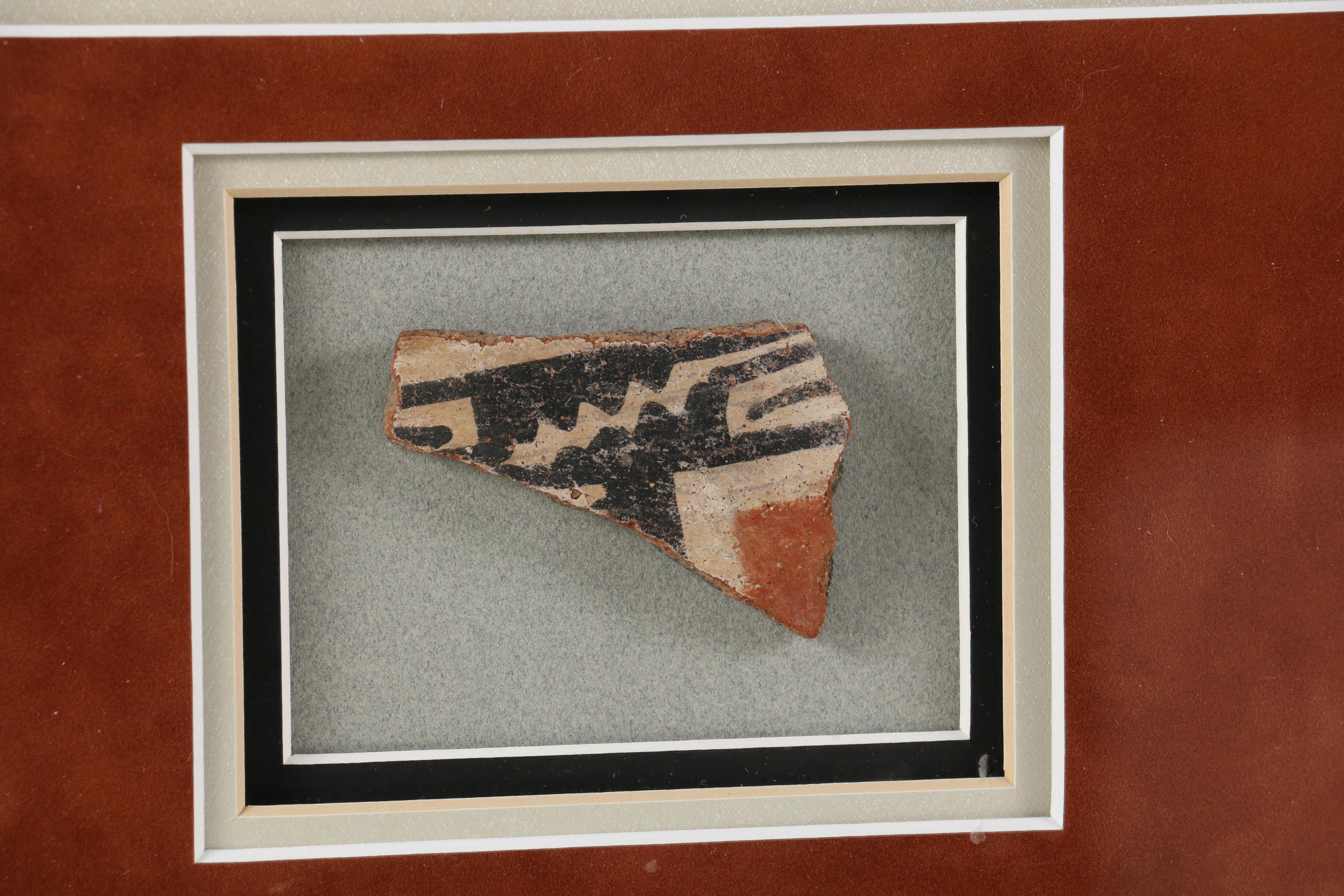 Colored Pencil Drawing and Pottery Shards of Native American Bowls