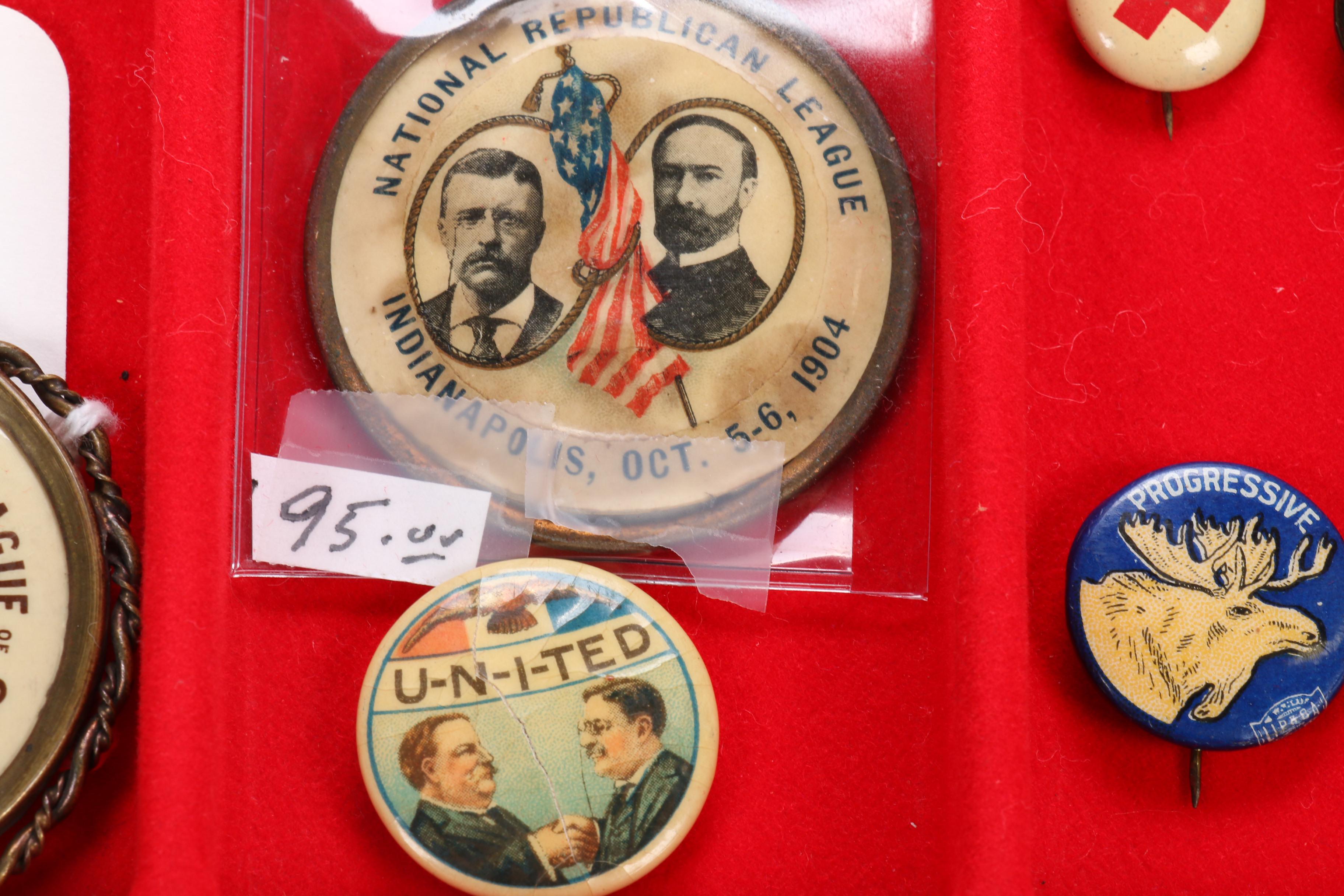 Theodore and Franklin Delano Roosevelt Campaign and Commemorative Pins