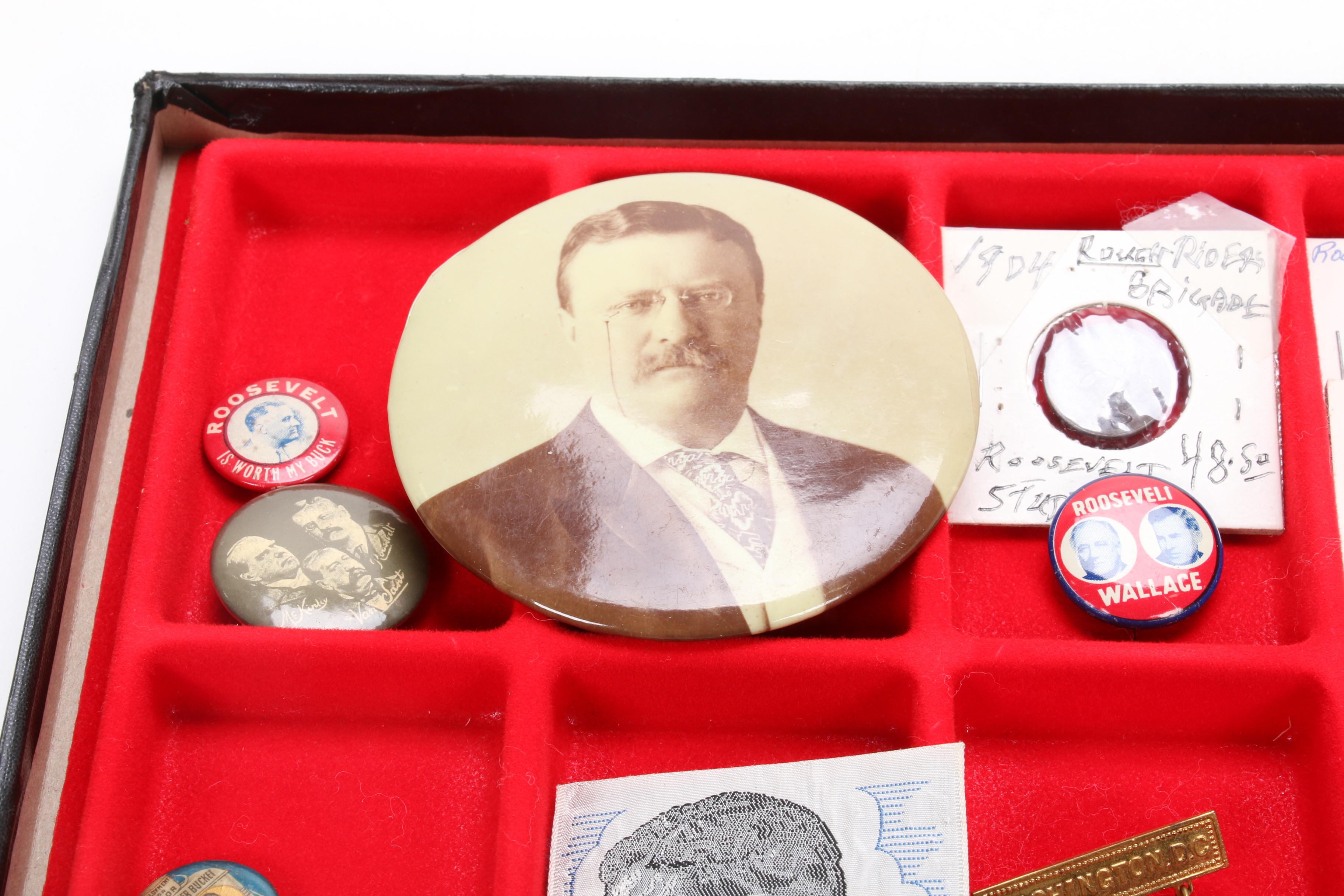 Theodore and Franklin Delano Roosevelt Campaign and Commemorative Pins